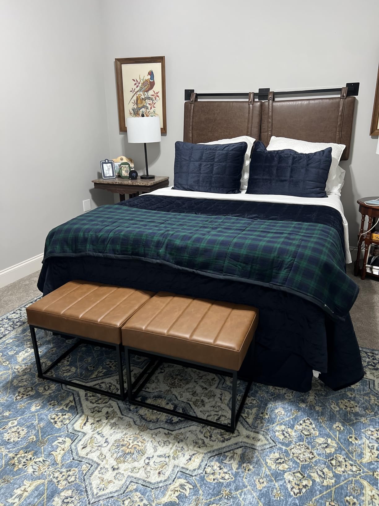 Nathan James Harlow Modern Wall Mount Hanging Headboard, Queen, Brown Faux Leather customer photo 1