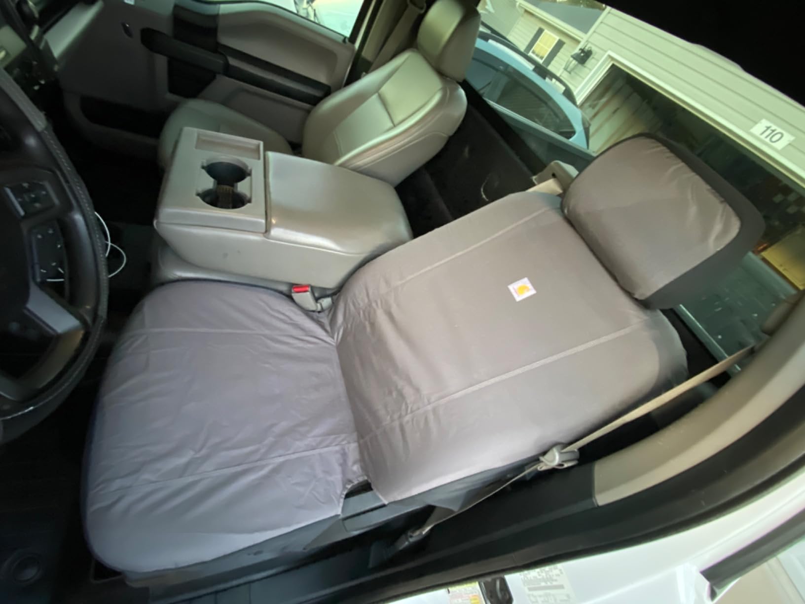 Carhartt Universal Nylon Duck Canvas Fitted Bucket Seat Cover, Durable Seat Protection with Rain Defender, Single, Black customer photo 2