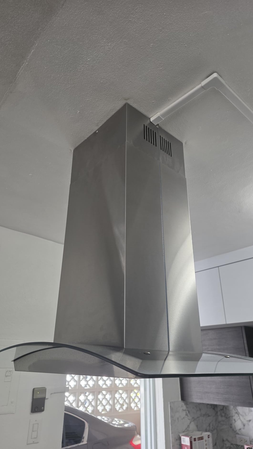FIREGAS Island Range Hood 30 inch, 700 CFM Ceiling Mount Kitchen Vent Hood | Stainless Hood, 3-Speed Fan, 4 LEDs, Timer, Gesture/Remote/Touch, Ducted/Ductless, Permanent Filters, Duct & Charcoal Filters customer photo 2