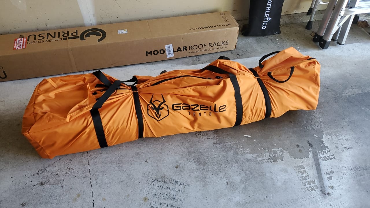 Gazelle Tents T8 Hub Tent, Easy 90 Second Set-Up, Waterproof, UV Resistant, Removable Floor, Ample Storage Options, 8-Person, Sunset Orange, 78