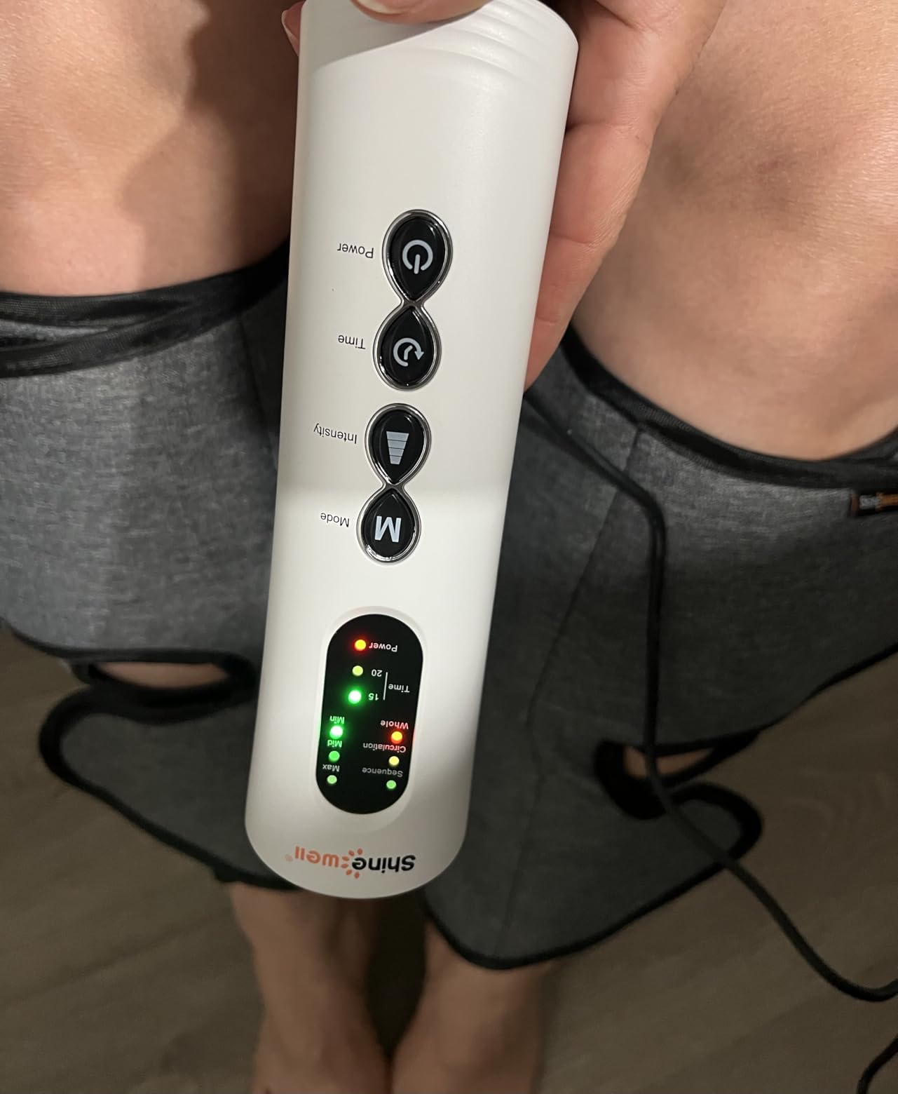 SHINE WELL Leg Compression Massager for Circulation and Pain Relief Fsa, Air Compression Calf Massager with 3 Modes 3 Intensities 2 Timing, for Restless Legs Syndrome Relief, Wellness Gift customer photo 2