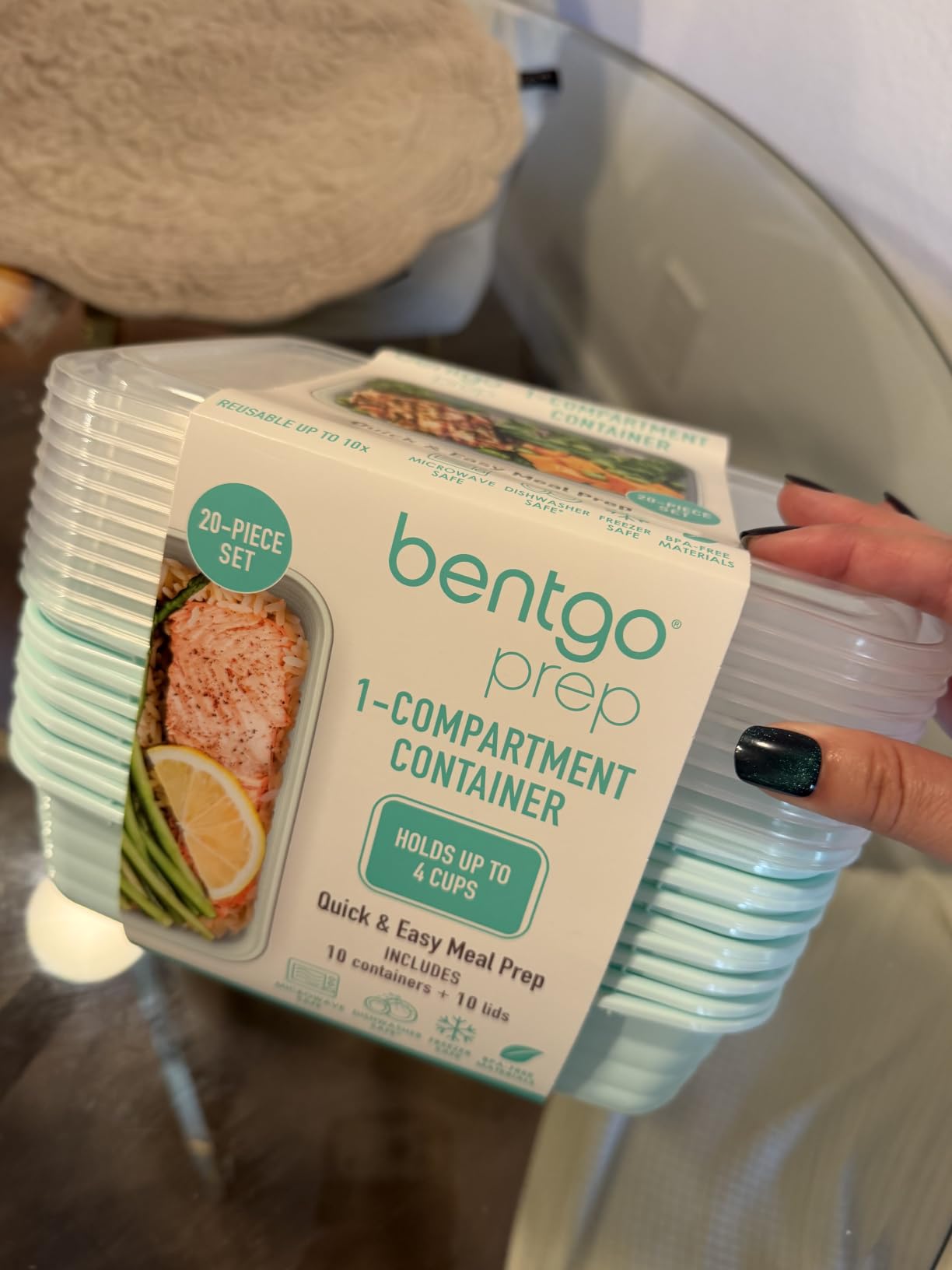 Bentgo Prep Meal Prep Containers with Lids, 20 Piece, PFAS & BPA-Free | 4-Cup Capacity, Portion Control, Stackable, Microwave, Freezer & Dishwasher-Safe, Reusable (Mint) customer photo 1