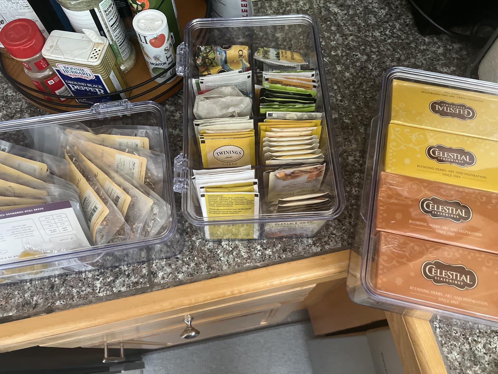 Utopia Home Tea Bag Organizer with Lids, Stackable Tea Box, 3 Pack, Clear customer photo 2
