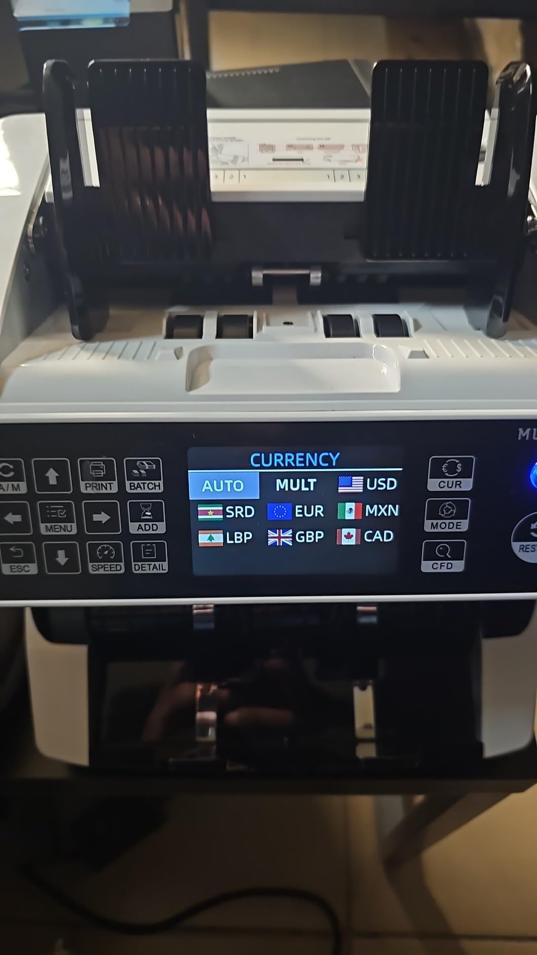 MUNBYN IMC01 Bank Grade Money Counter Machine Mixed Denomination, 2CIS/UV/IR/MG/MT Counterfeit Detection, Serial Number, MUL Currency Cash Counter, Printer Compatible customer photo 1