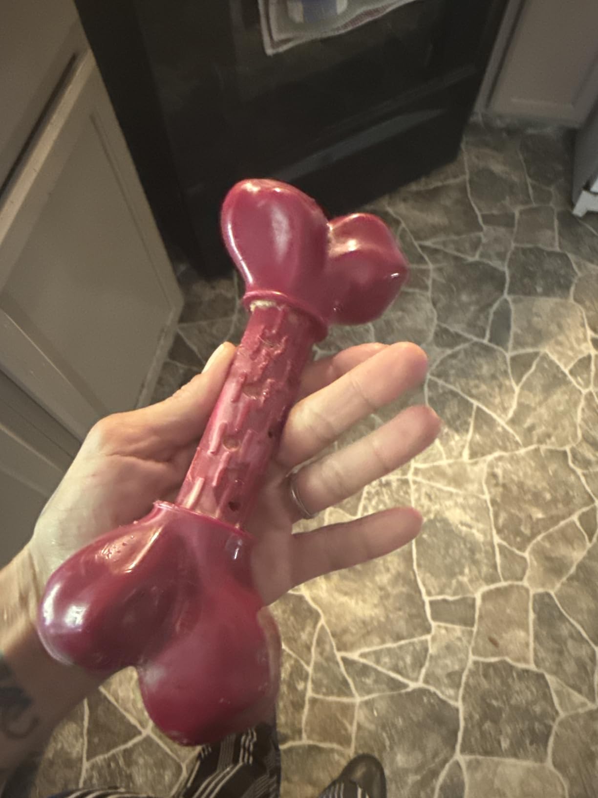 Tough Dog Toys for Aggressive Chewers: Beef Flavored Long Lasting Dog Bones for Large Dogs customer photo 2