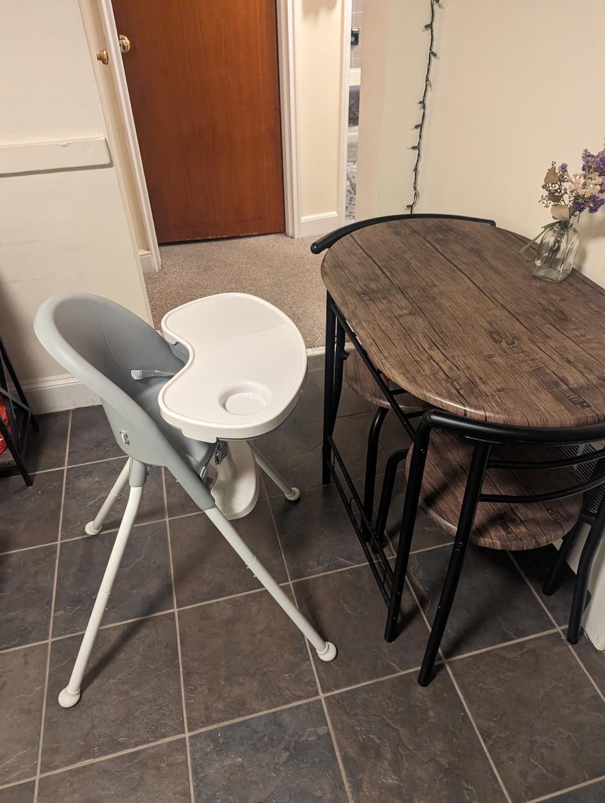 Mallify Foldable High Chair, Space-Saving Portable Baby High Chair with Removable Double Tray, Modern Convertible Baby Feeding Chair, Lightweight, Easy to Clean, Beige customer photo 2