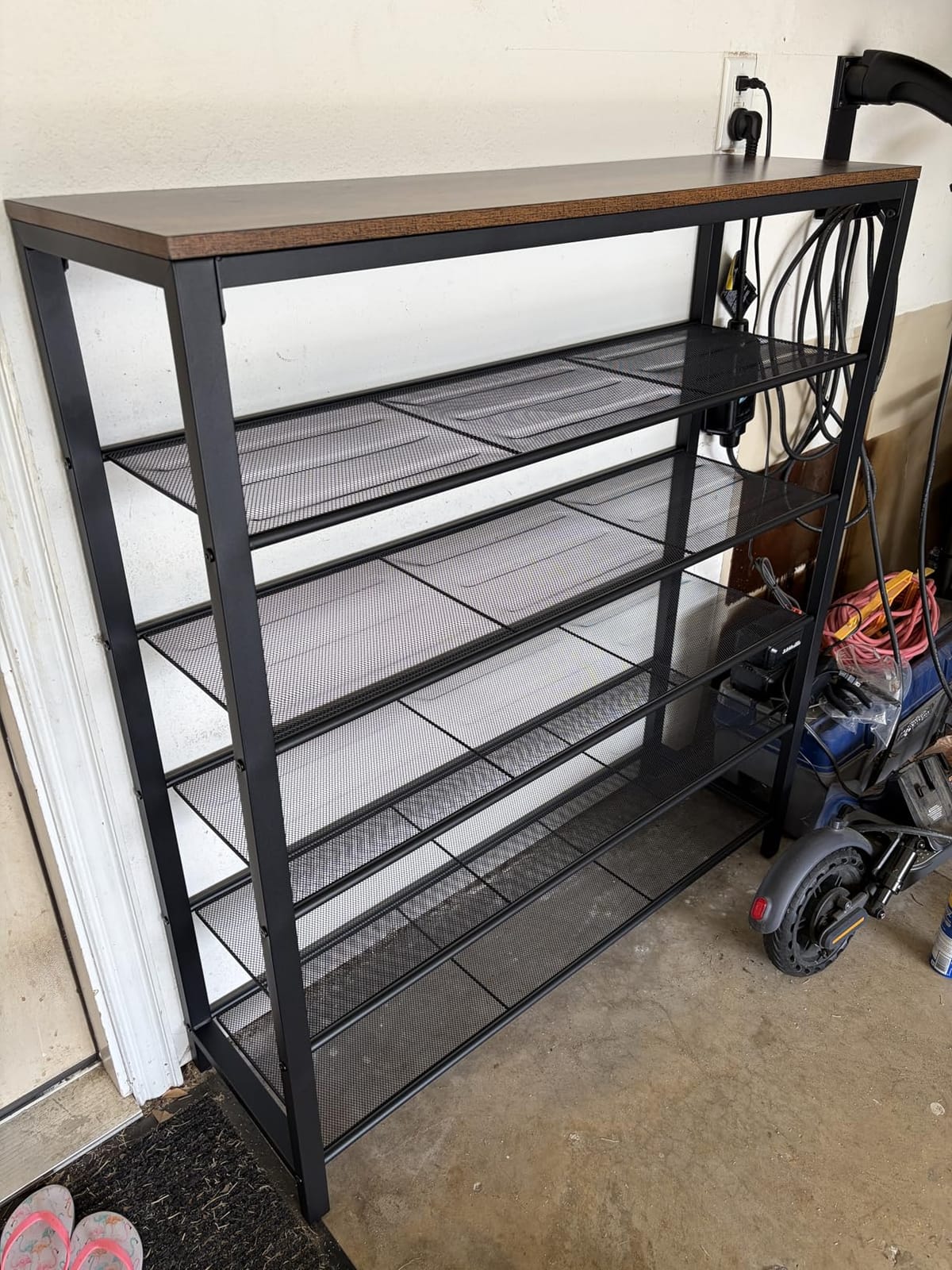 VASAGLE 6-Tier Shoe Rack, 24-30 Pairs, Metal Mesh | Shoe Organizer for Closet Entryway, 5 Mesh Shelves, Rustic Brown and Black, 11.8 x 39.4 x 43.3 Inches, ULBS016B01 customer photo 2