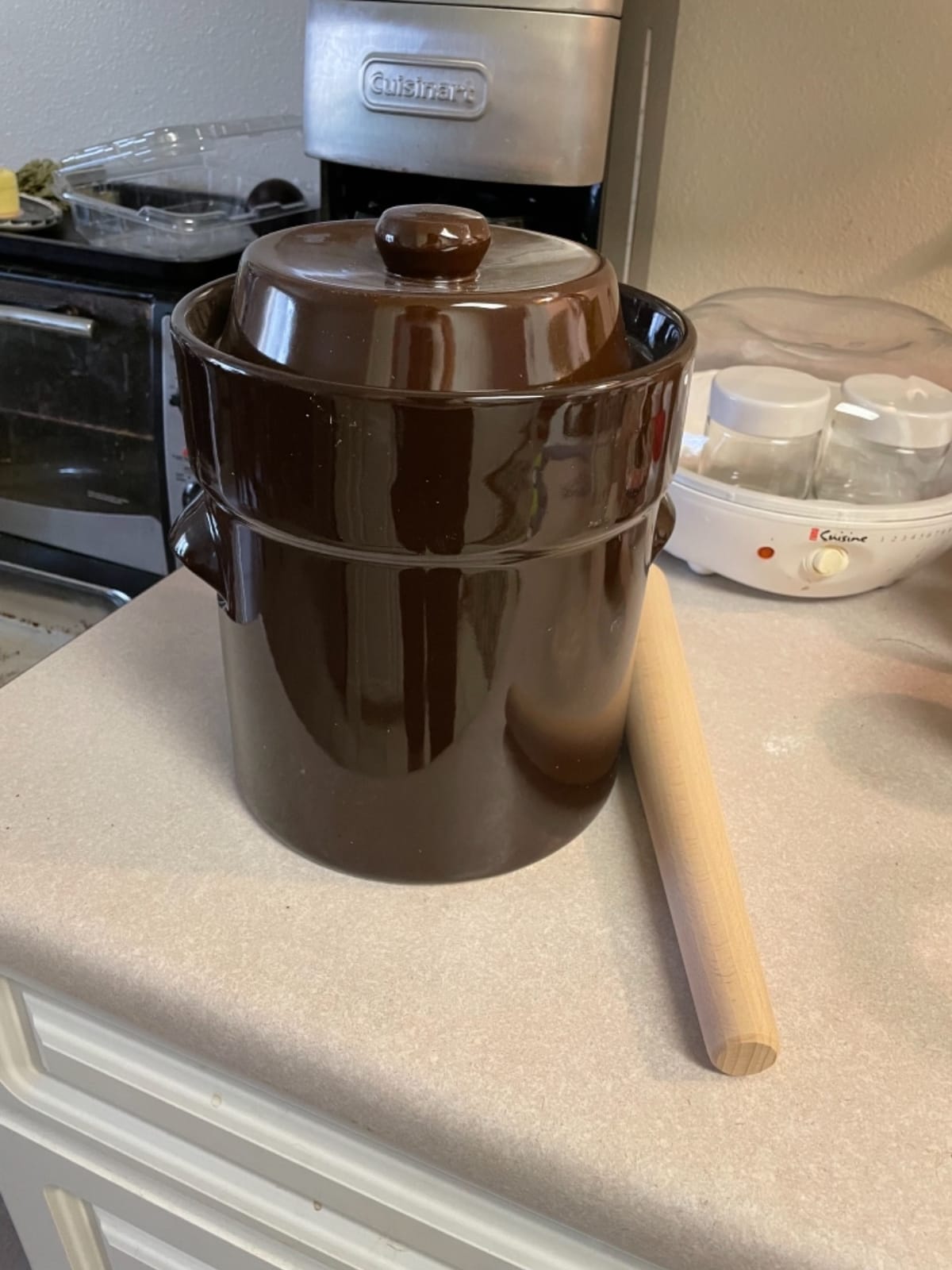 Fermentation Crock Jar 10 Liter/2.6 Gallon - Stoneware Pot for Fermenting, Pickling Kimchi, Pickles, Vegetables, Kombucha - Glazed Fermenter with Stone Weights, Lid customer photo 1
