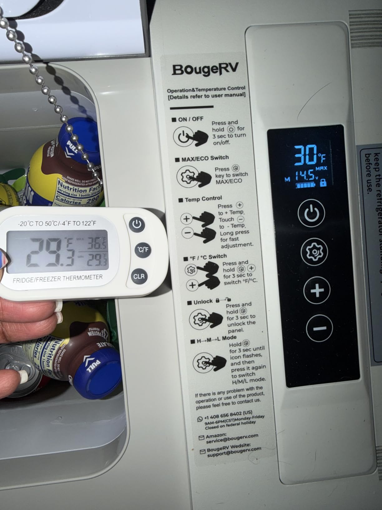 BougeRV 12 Volt Refrigerator 12V Car Fridge 23 Quart Portable Freezer Compressor Cooler 12/24V DC 110~240 Volt AC for Truck Van RV Camper SUV Travel Camping Road Trips Tailgating -7℉~50℉ customer photo 1