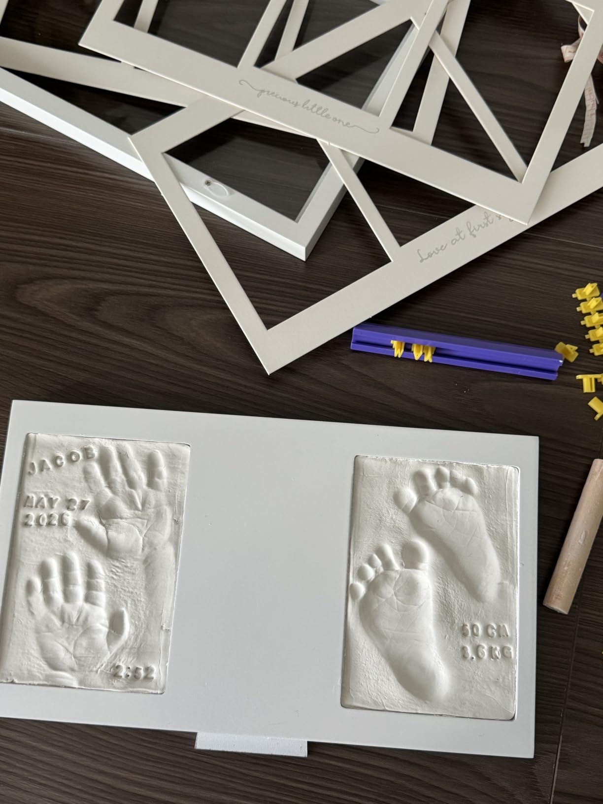 KeaBabies Baby Hand and Footprint Kit, Clay Keepsake Frame (Alpine White) | Quick Dry Handprint and Footprints, Newborn Nursery Picture Frame, Personalized New Mom Gifts for Baby First Christmas Shower customer photo 2