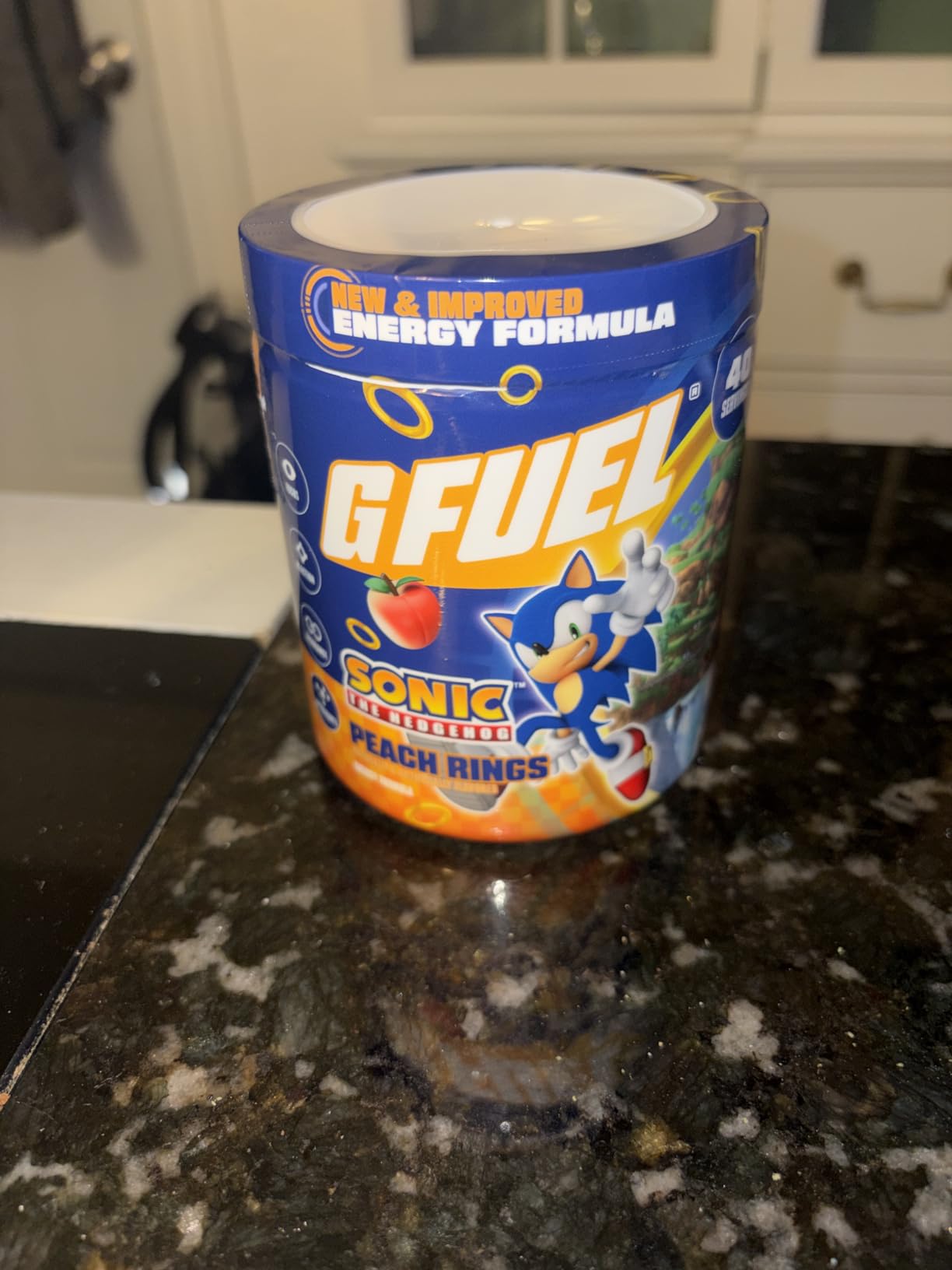 G Fuel Sonic 2.0 Energy Drink Powder, Pre Workout Caffeine Mix for Gaming, Sugar Free Focus Amino, Vitamin + Antioxidants, 9.8oz (Peach Ring Candy, 40 Servings) customer photo 2