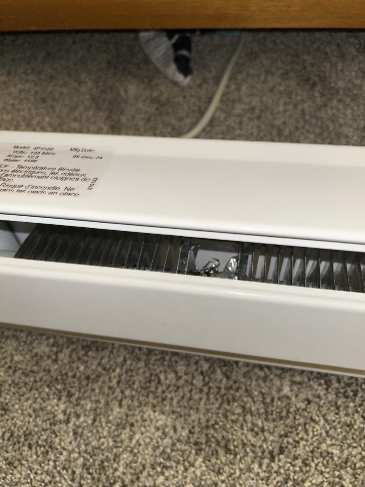 Cadet Portable Electric Baseboard Heater 1500W 120V Plug In, Thermostat customer photo 2