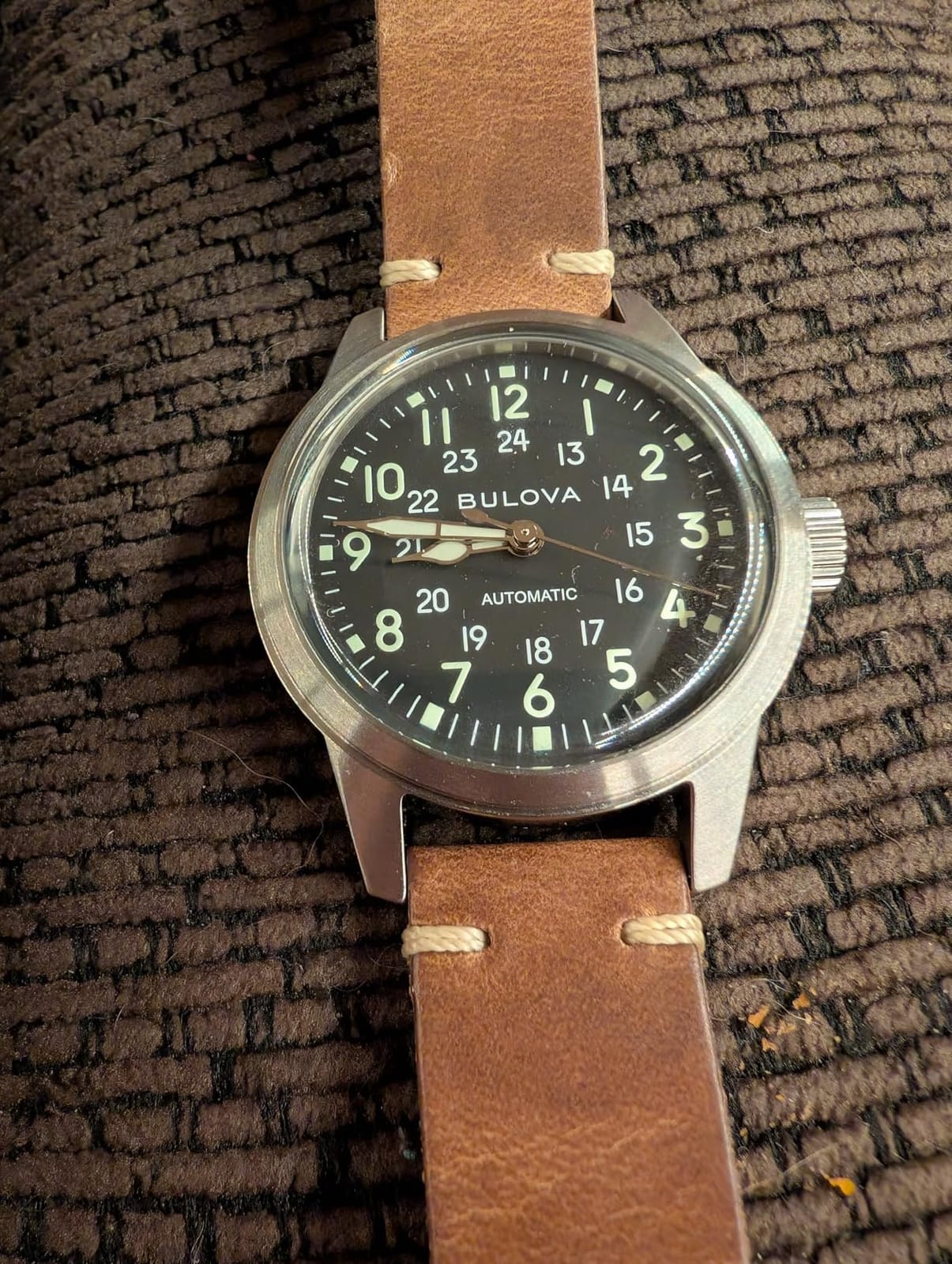 Bulova Men's Military Heritage Hack Veteran's Watchmaking Initiative Watch in Stainless Steel with 3-Hand Automatic, Green NATO Strap Style: 96A259 customer photo 2