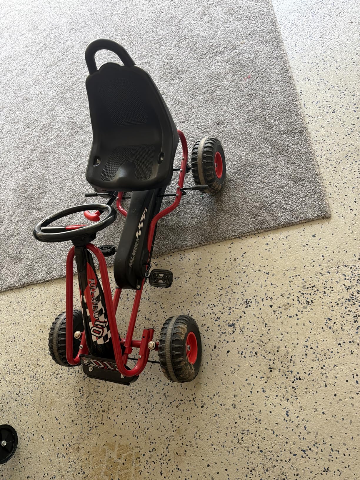 Costzon Go Kart for Kids, 4 Wheel Pedal Powered Go Cart with Adjustable Seat, Handbrake & Non-Slip Wheels, Outdoor Racer Ride On Pedal Car, Gift for Boys Girls (Red) customer photo 1