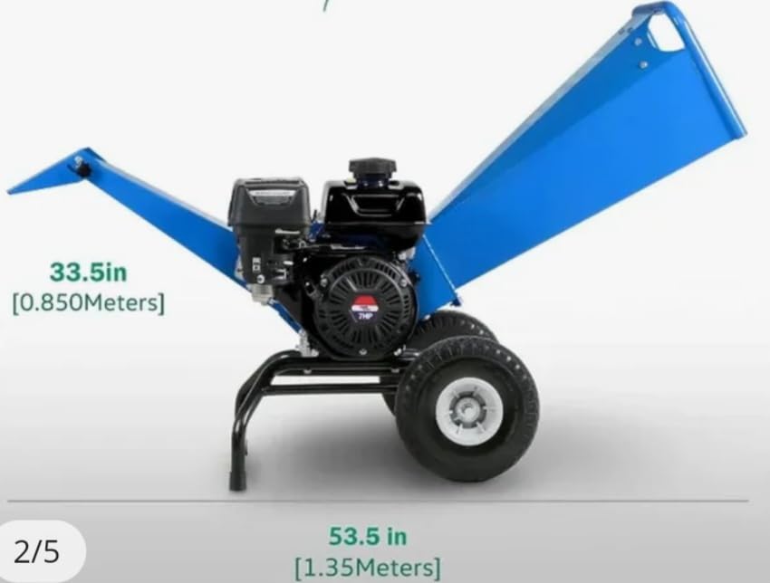 Landworks Rotor Wood Chipper Shredder Mulcher, 3 Inch Max Capacity | Heavy Duty, 7 HP Gas Powered Engine with a 15:1 reduction ratio, Processing Branches up to 3
