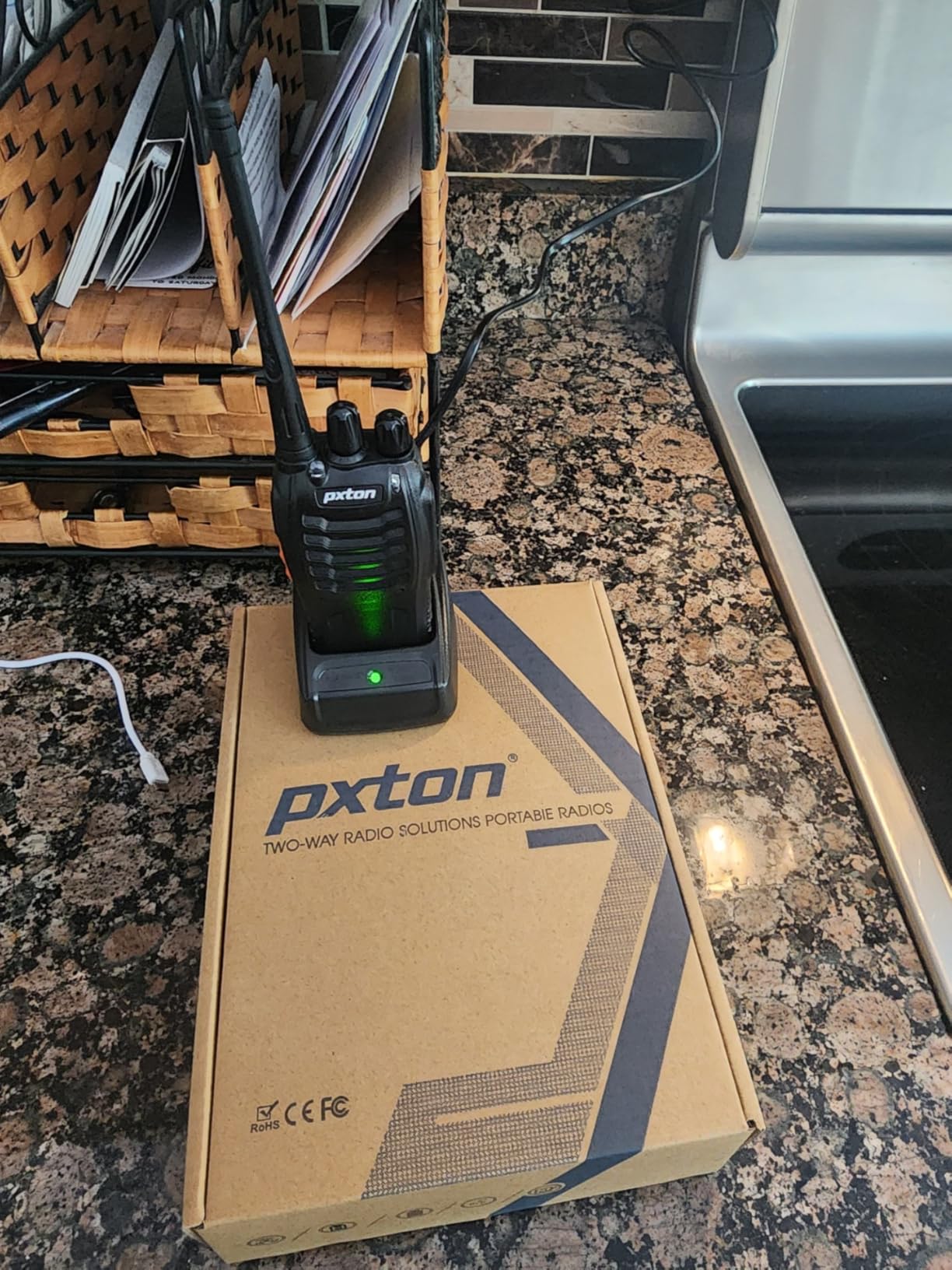 pxton Walkie Talkies Long Range for Adults with Earpieces, 16 Channel Walky Talky Rechargeable Handheld Two Way Radios with Flashlight Li-ion Battery and Charger (4 Pack) customer photo 1