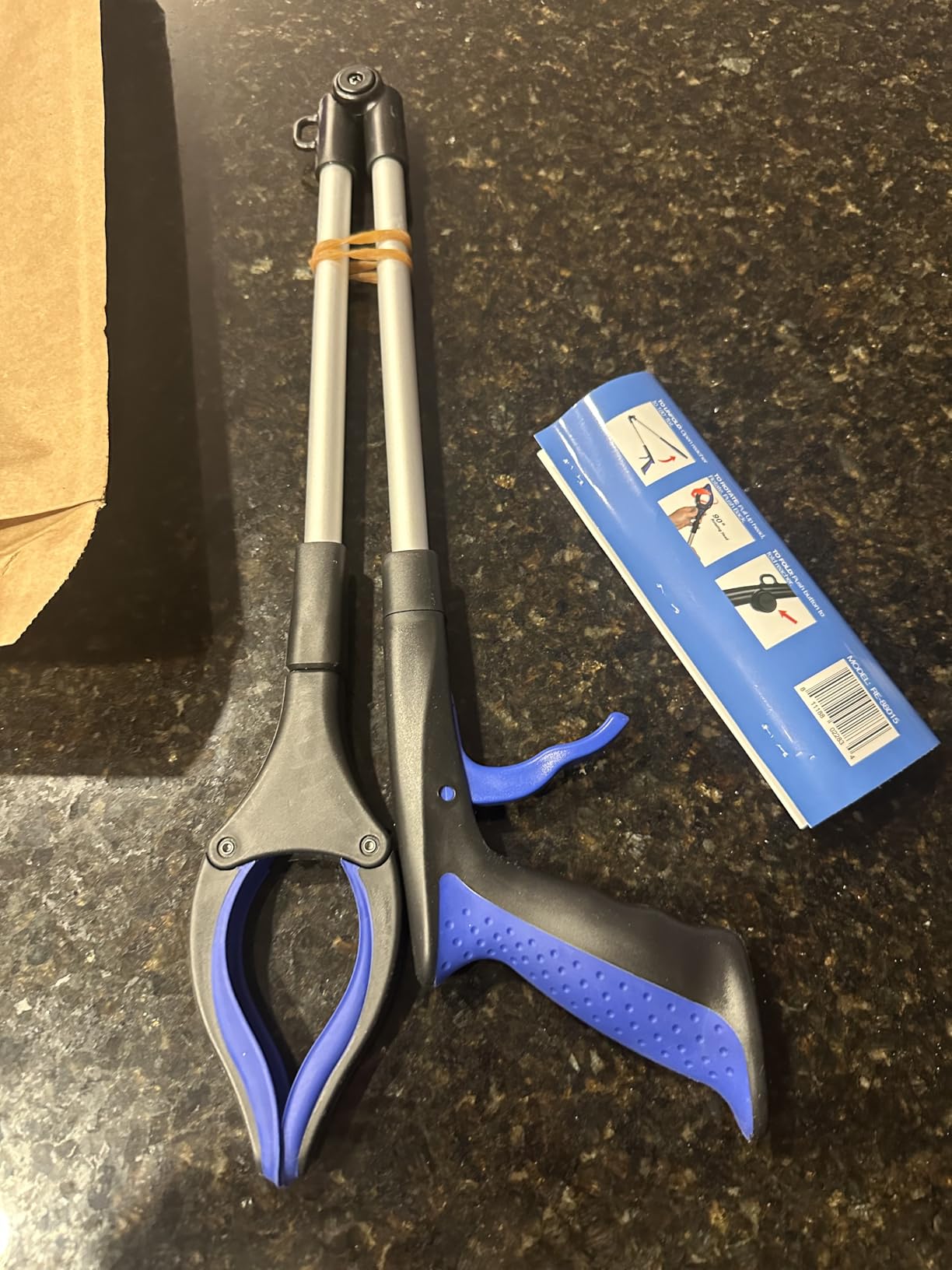 RMS 34 Inch Extra Long Reacher Grabber - Foldable with Rotating Jaw (Blue) | Mobility Aid Reaching Tool customer photo 2