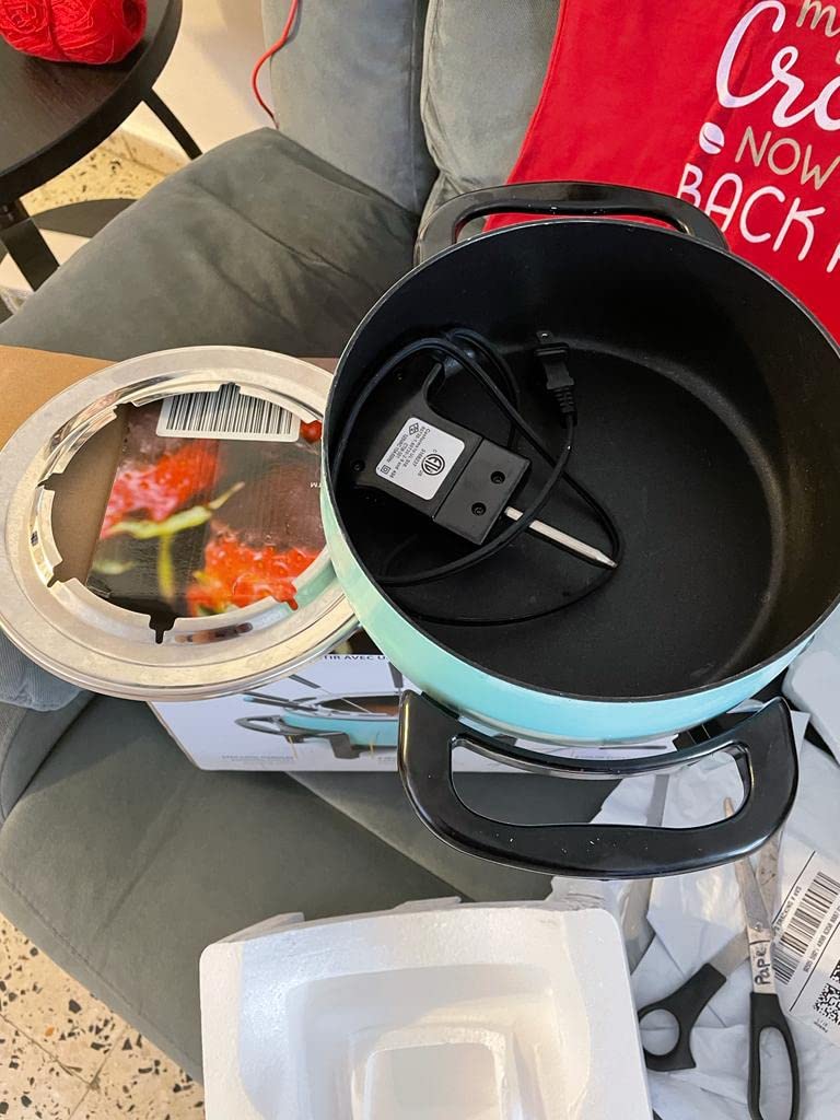 Nostalgia 12-Cup Electric Fondue Pot Set for Cheese & Chocolate - 8 Color-Coded Forks, Temperature Control - Stainless Steel Kitchen Gadgets and Appliances for Hors d'Oeuvres and More - Aqua customer photo 1