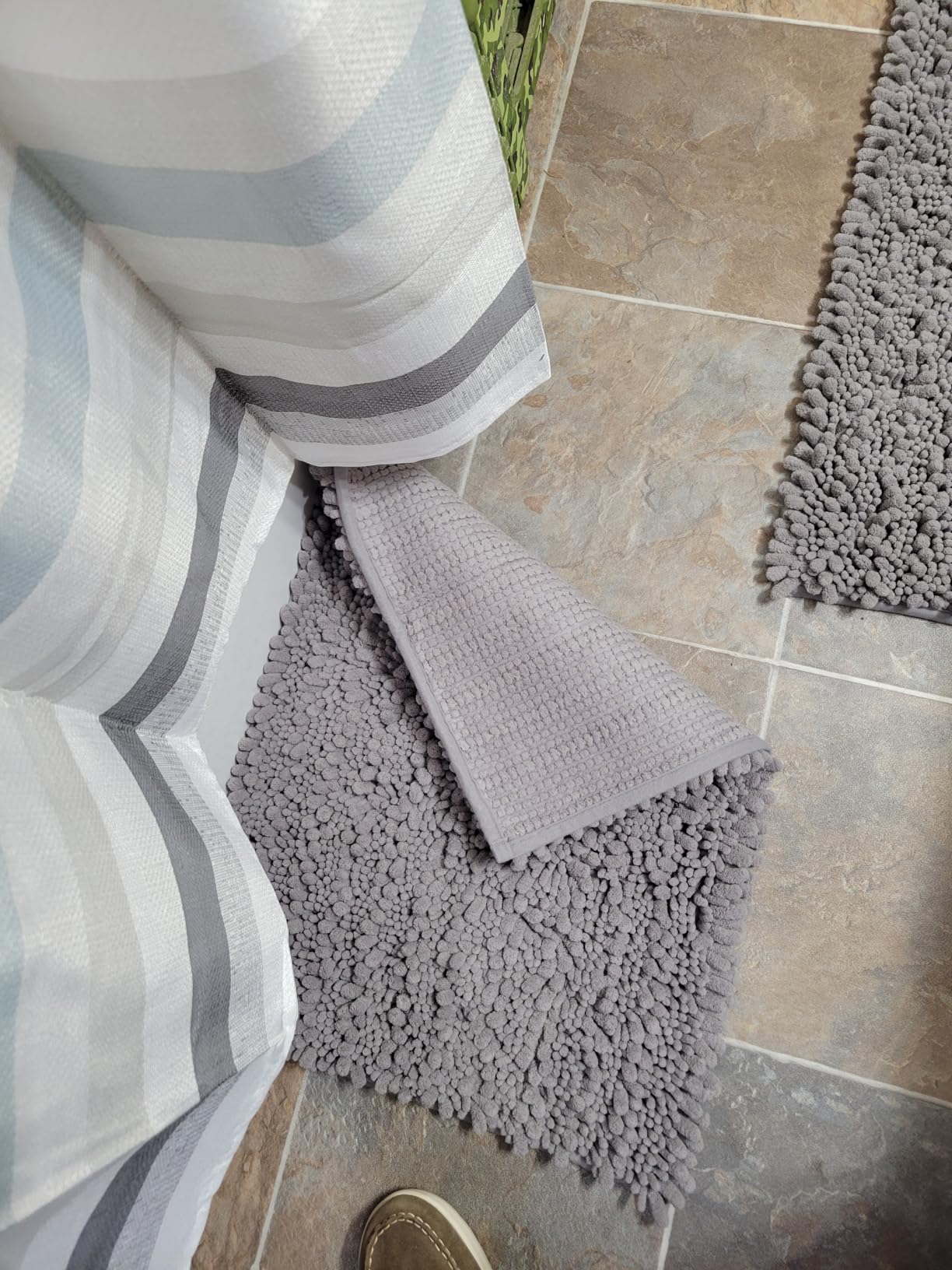 Yimobra Bathroom Rug Set 3 Piece, Super Water Absorbent Bath Mat Set, Grey | Quick Dry Soft Chenille Bath Rugs & Toilet Rug, Non Slip Machine Washable, Extra Thick Shaggy Floor Mat for Shower Tub Sink customer photo 2