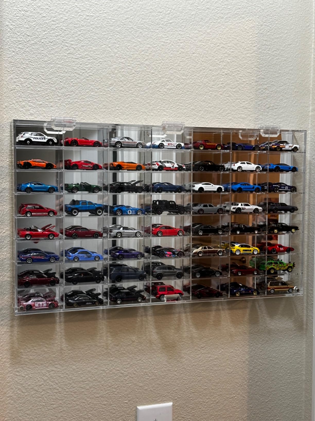 Clear Display Case Wall Cabinet for 1:64 Hot Small Toy Car Wheels Scale Matchbox Hot Toy Cars Collection Storage Display (108 Slots, 32