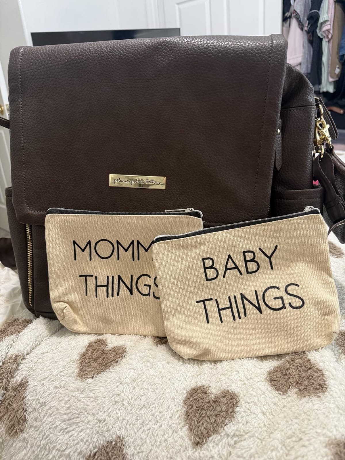 Pearhead Mommy and Baby Things Zipper Pouches, Set of 2, Organizer Bags | Diaper Bag Storage Organizer, Canvas Zipper Organize Bags for Travel or Hospital Bag, New Mom Gift, Cosmetic Makeup Bag customer photo 1