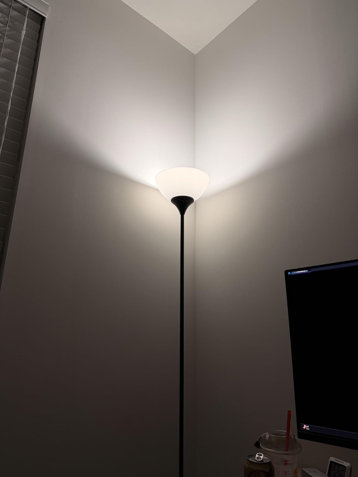 PESRAE Floor Lamp, Remote Control, Stepless Brightness & Color Temperature | LED Bulb Included; 3000K-6000K Adjustment, Torchiere Lamp for Living Room, Bedroom or Office, Matte Black customer photo 1
