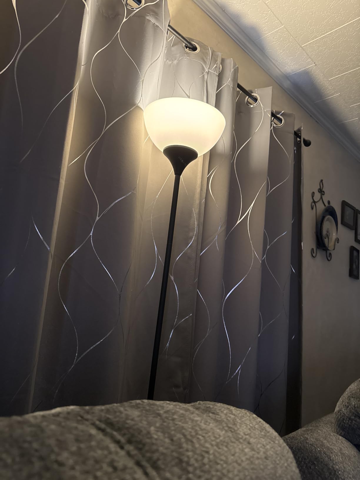PESRAE Floor Lamp, Remote Control, Stepless Brightness & Color Temperature | LED Bulb Included; 3000K-6000K Adjustment, Torchiere Lamp for Living Room, Bedroom or Office, Matte Black customer photo 2
