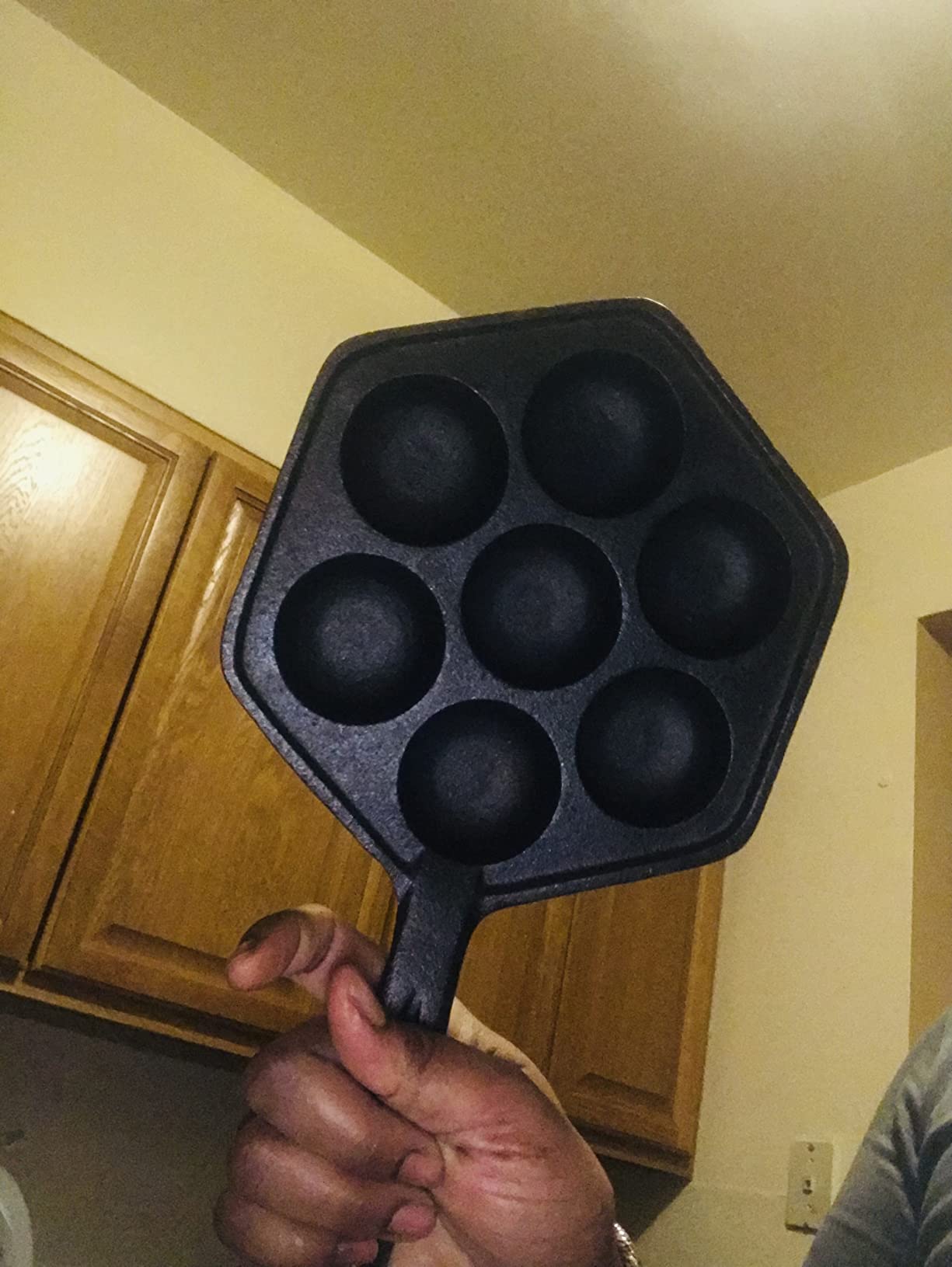 WUWEOT Nonstick Aebleskiver Pan, Cast Iron Takoyaki Griddle Stuffed Pancake Maker customer photo 1