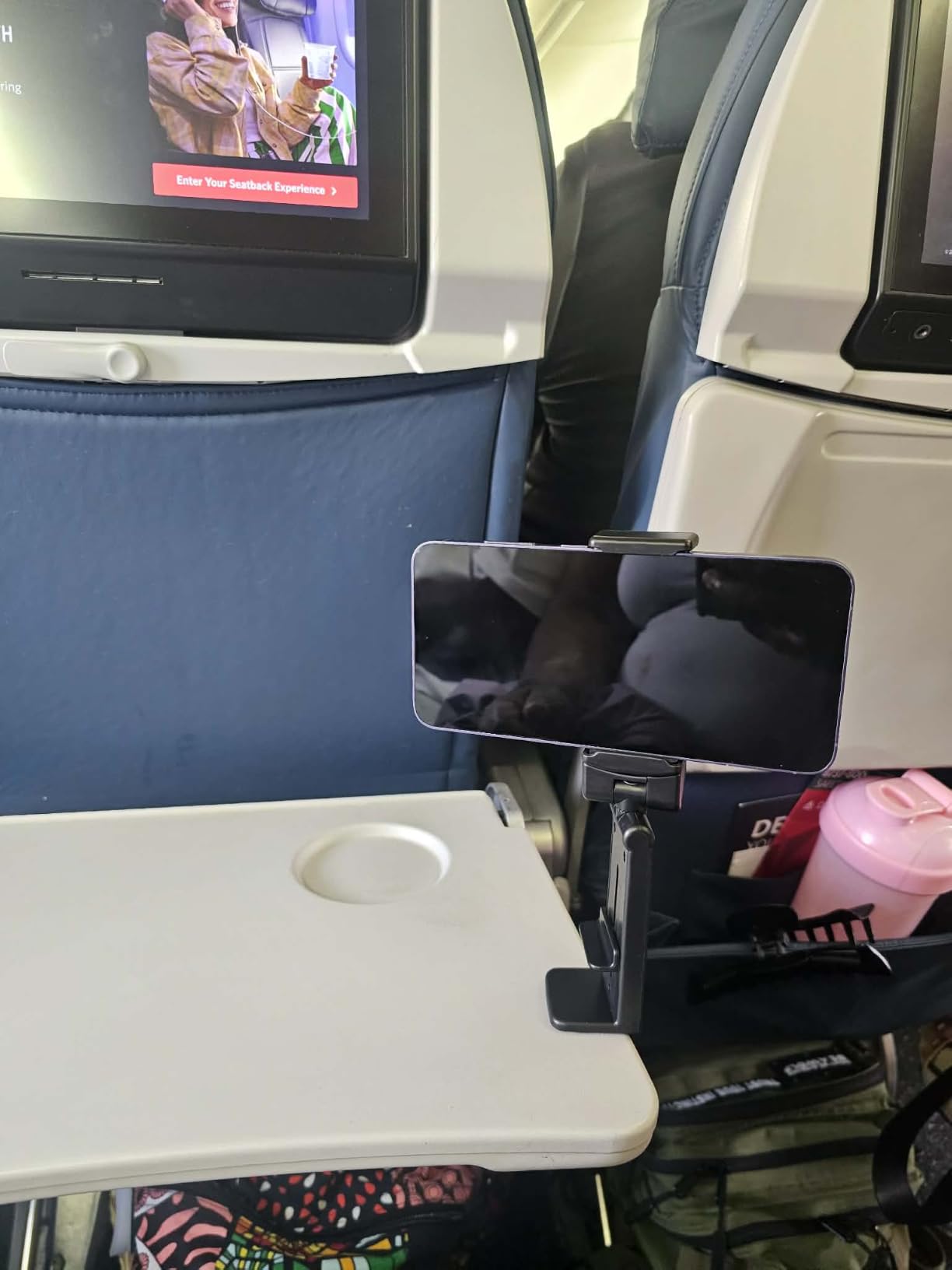 Perilogics Airplane Phone Holder Mount Universal in Flight Hands Free Viewing with Multi-Directional Dual 360 Degree Rotation (Black/Black) customer photo 1