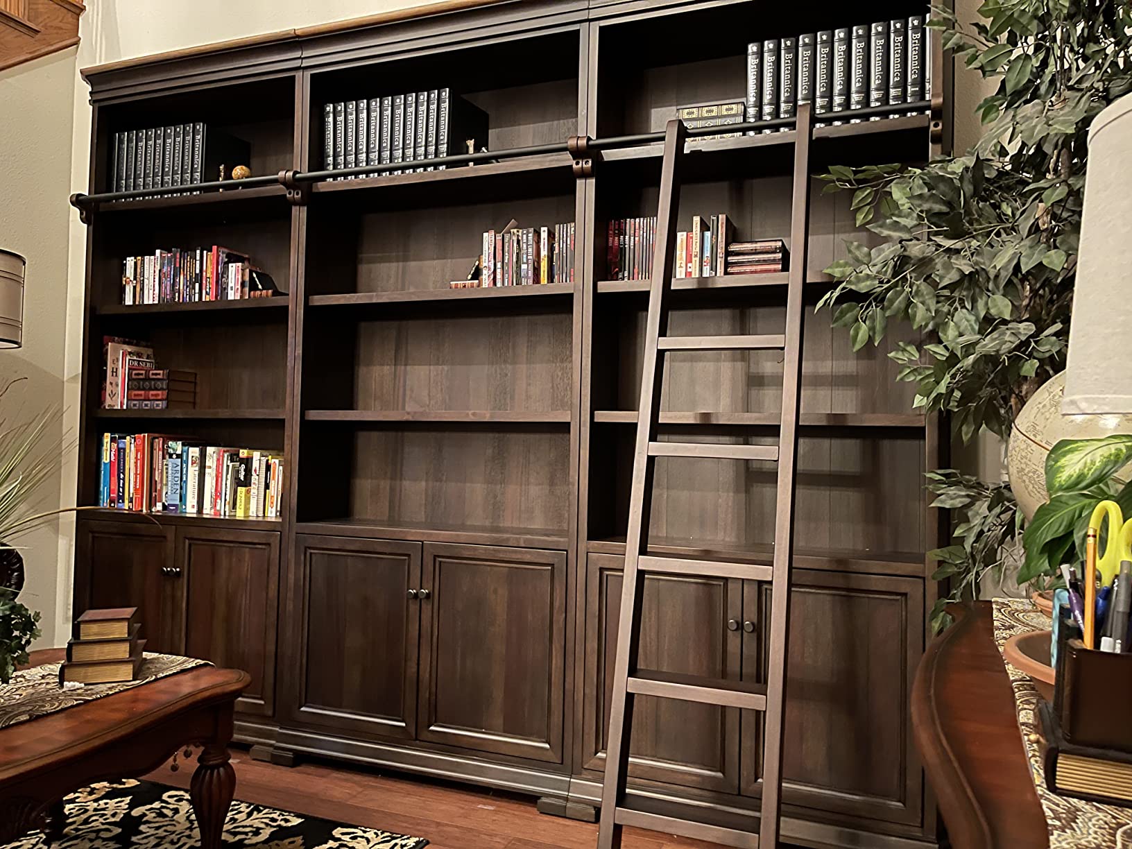 Martin Furniture Sonoma Executive Brown Bookcase Wall Storage with Wooden Ladder, Large Library Furniture customer photo 2