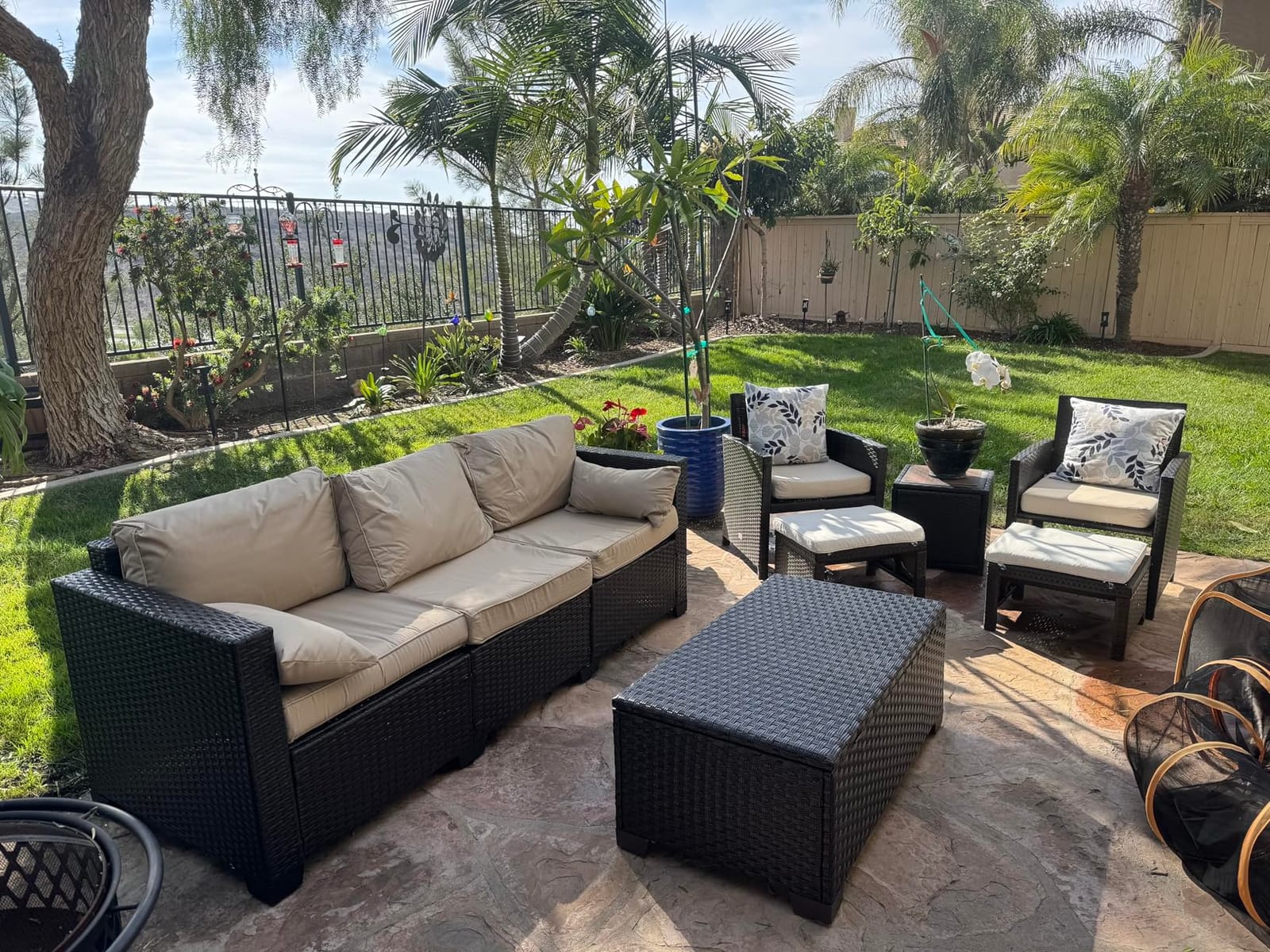 Rattaner Patio Coffee Table with Storage Wicker Outdoor Coffee Table and All-Weather Wicker Side Table with Waterproof Cover, Black customer photo 1