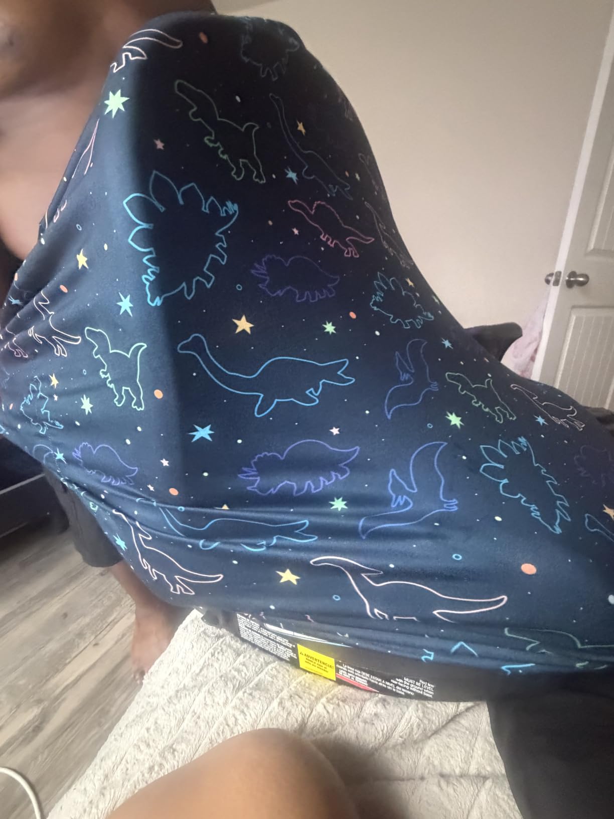 Car Seat Covers Canopy Cover - Multi-use Cover Carseat Canopy, Breathable Breastfeeding Cover, Car Seat Covers for Bbies, Boys & Girls Shower Gifts (Dark Blue Dinosaur) customer photo 2