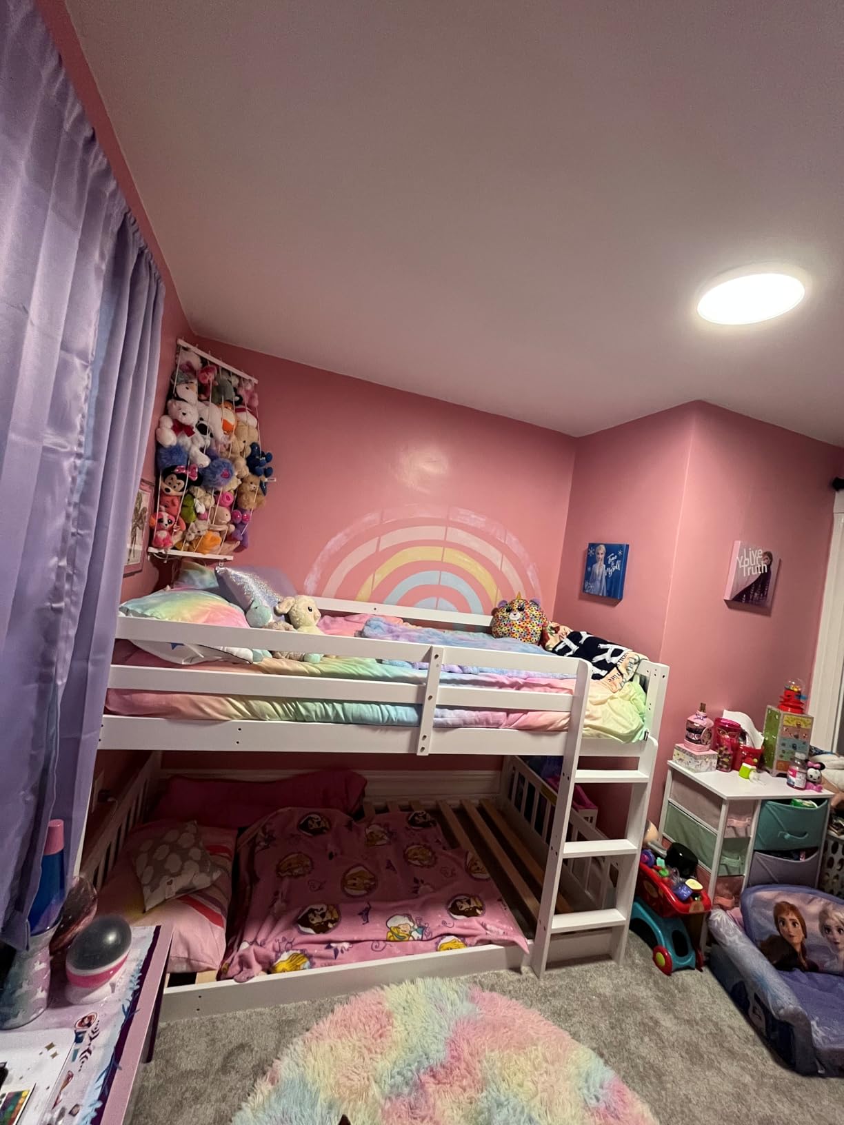 JOYMOR Solid Wood Low Twin Over Twin Bunk Bed for Kids/Junior, Bunk Bed Frame with Guardrails & Ladder for Boys Girls, No Box Spring Needed (White) customer photo 1