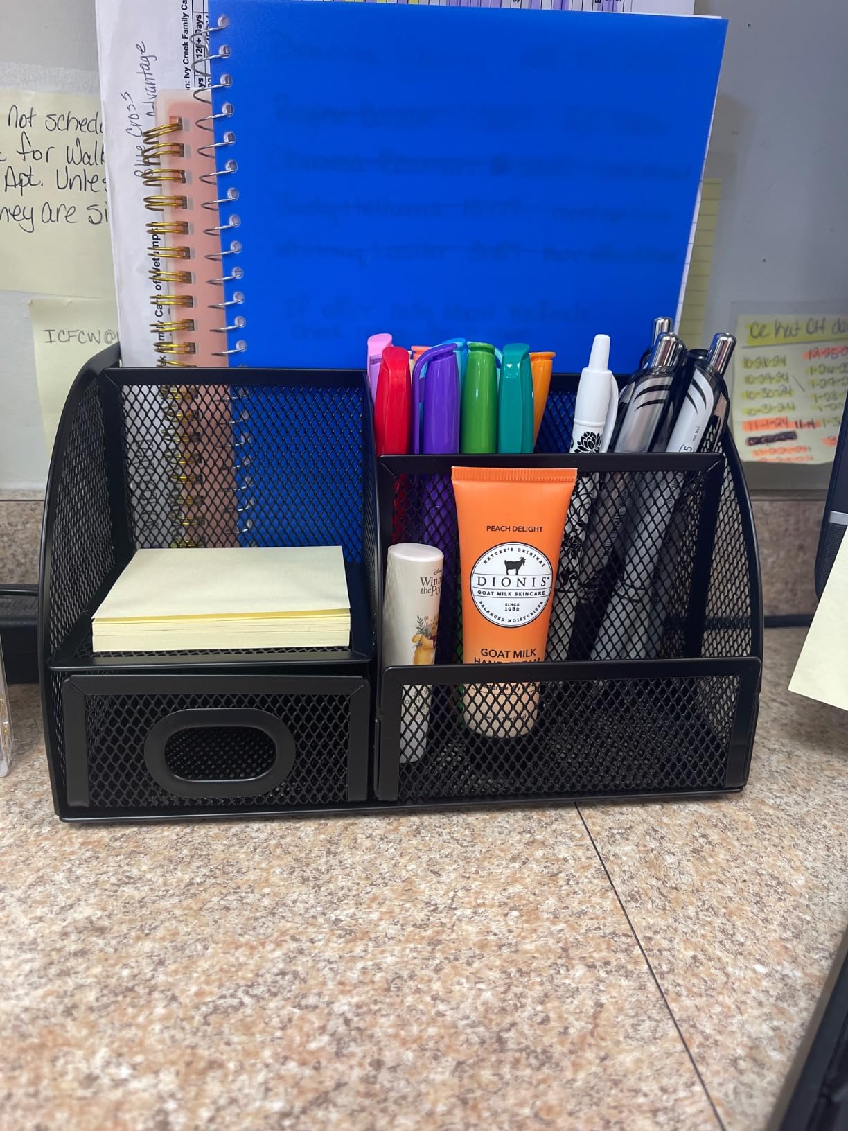 Amazon Basics Mesh Pen Holder and Desktop Desk Organizer, Office Caddy Storage for Writing Utensils, 9.1 x 5.9 x 5.5 inches, Black customer photo 2