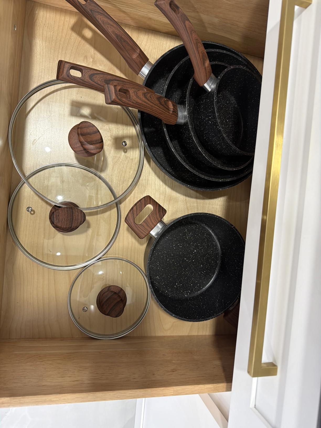 Kitchen Academy Pots and Pans Set Non Stick, 12pcs Induction Cookware | Nonstick Kitchen Cookware Set, Black Granite Cooking Pans, PFOS & PFOA Free, Easy Food Release, Fast & Even Heating customer photo 2