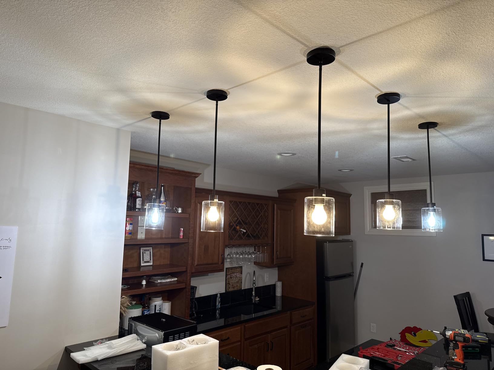 Modern Black Farmhouse Clear Glass Cylinder Pendant Light Fixture, Island Lights for Kitchen, Mini Pendant Lighting for Kitchen Island Decor - 4.75 Inch Shade 58 Inch Cord (Black 2 Pack) customer photo 2