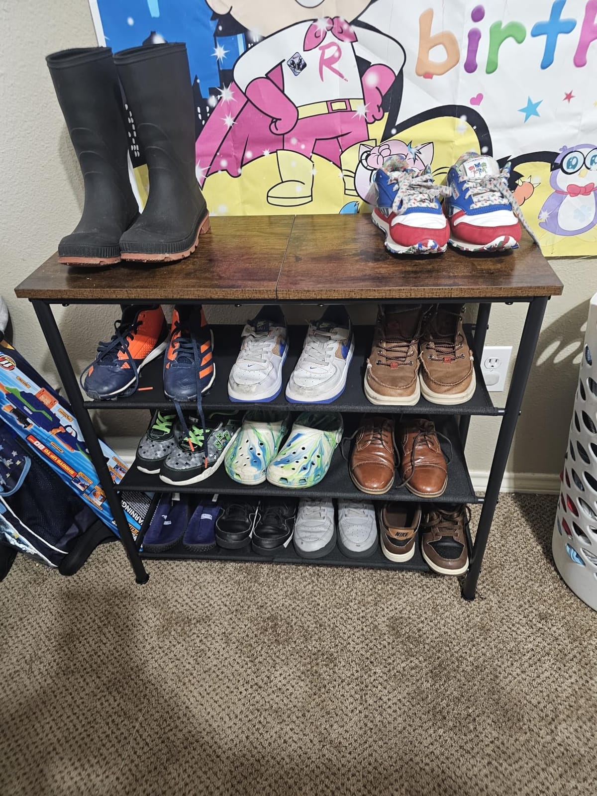 VASAGLE 4-Tier Shoe Rack, 9-12 Pairs, Steel Frame customer photo 1