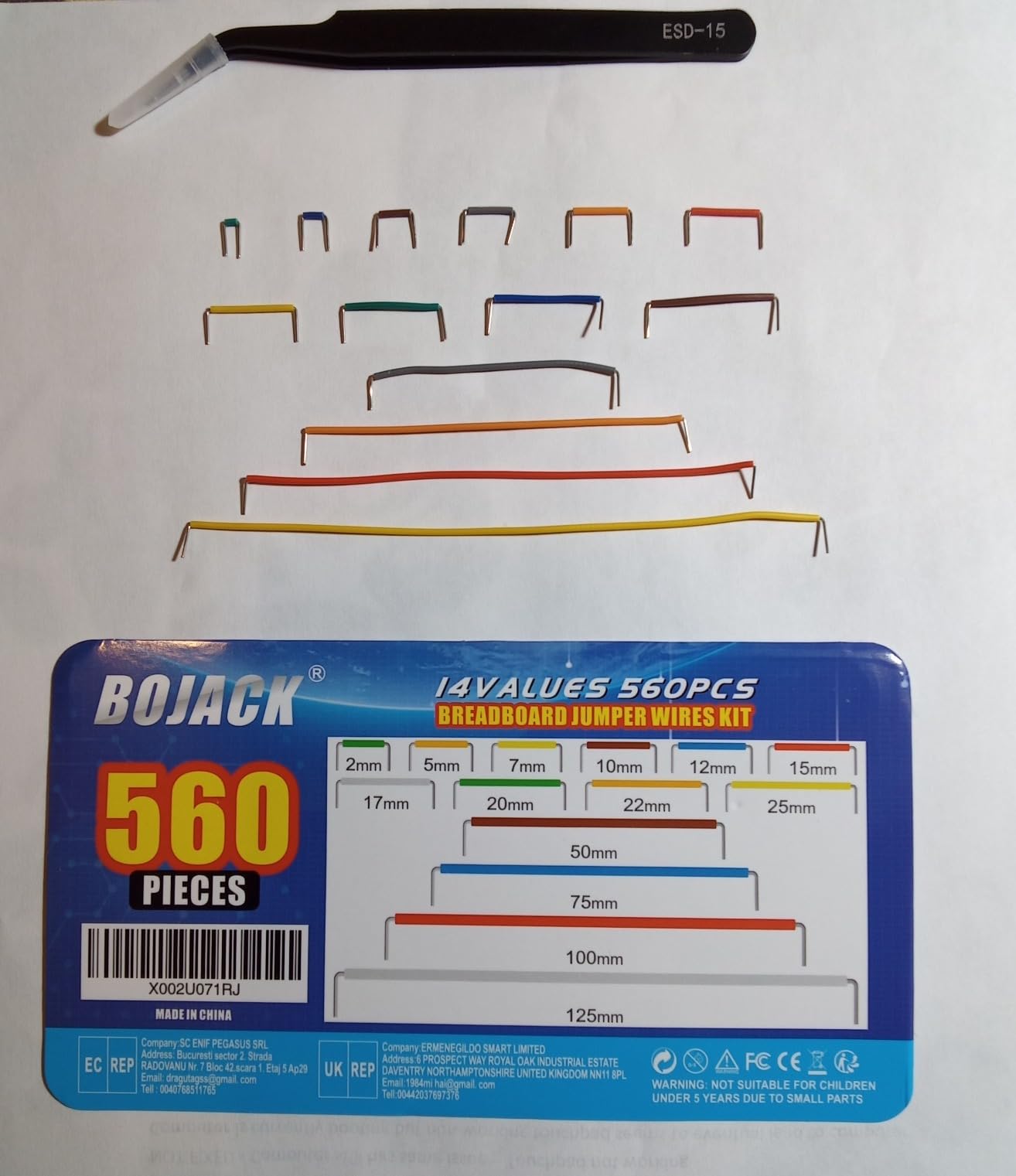 BOJACK 14 Vaules 840 pcs 2-125mm Solderless Flexible Breadboard Connecting Line Cables Breadboard Jumper Wires kit customer photo 1