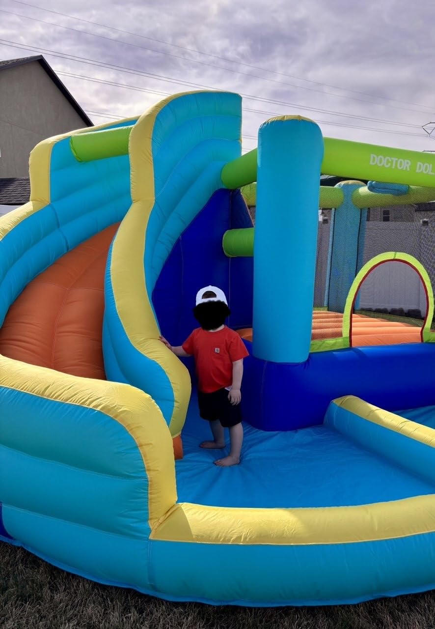Step4Fun Inflatable Bounce House, Kids Castle Slide Bouncer for Children Jumping Outdoor and Indoor Party, Baby Backyard Water Jumper Toy with Blower, Ball Pit Pool, Ideal Gifts customer photo 1