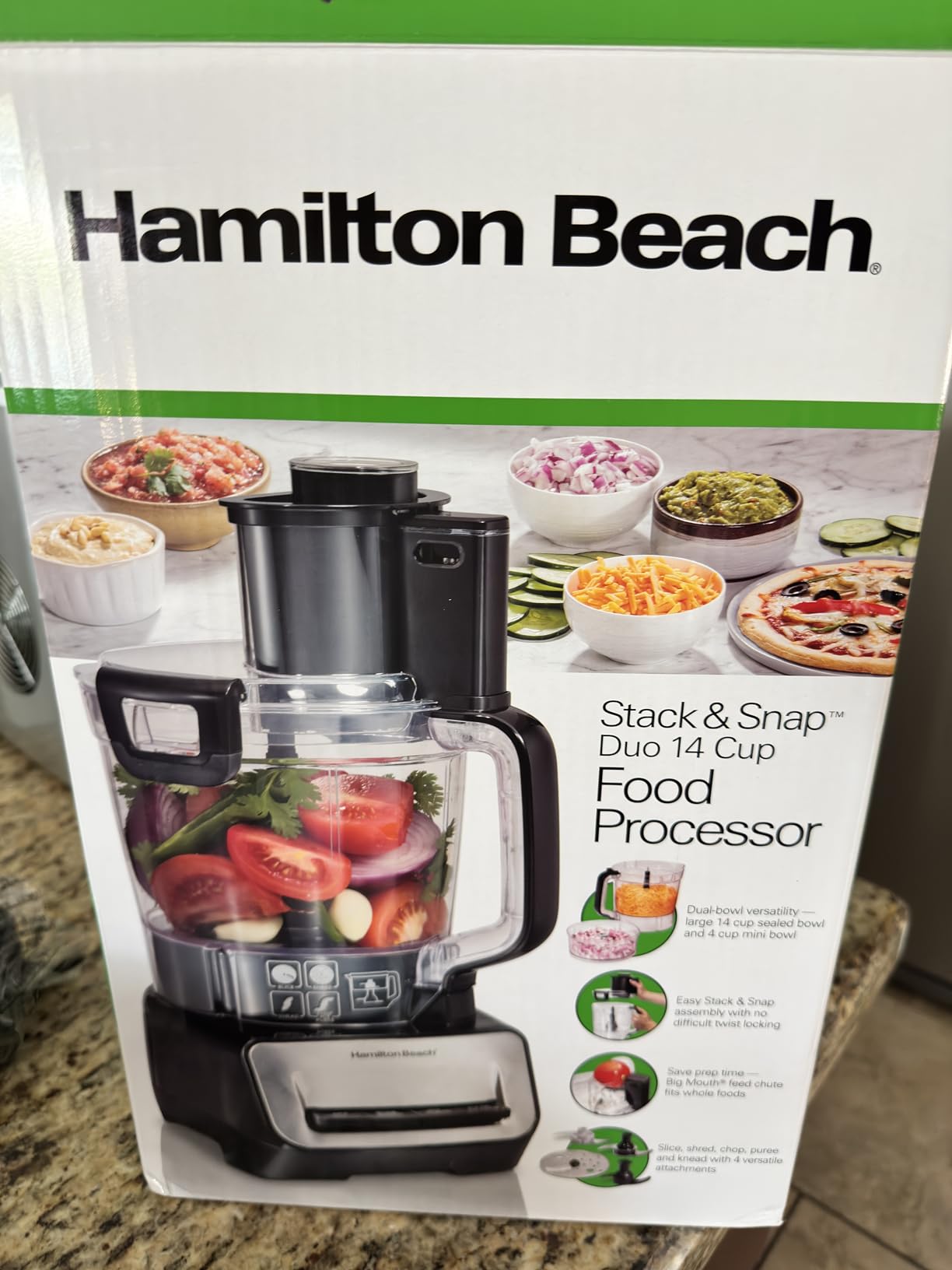 Hamilton Beach Stack & Snap 14 Cup Food Processor and Vegetable Chopper | Dishwasher Safe Stainless Steel Blades | 3-Speed 500 Watt Motor | Includes 4-Cup Mini Food Processor Bowl | Black | 70585 customer photo 2