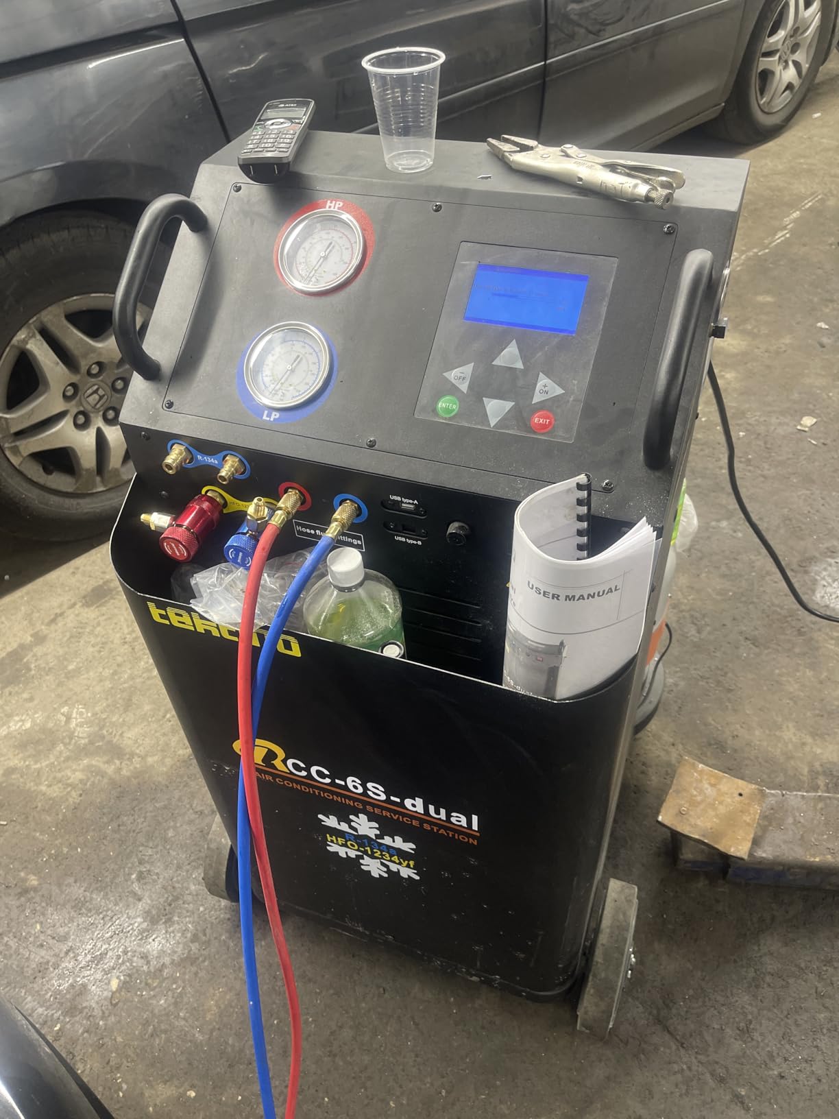 RCC-6S-Dual Fully Automatic Recovery Machine for R134a and R1234yf, Dual Cylinder AC Recovery Machine for Automotive HVAC Recovery and Recharge Refrigerant customer photo 1