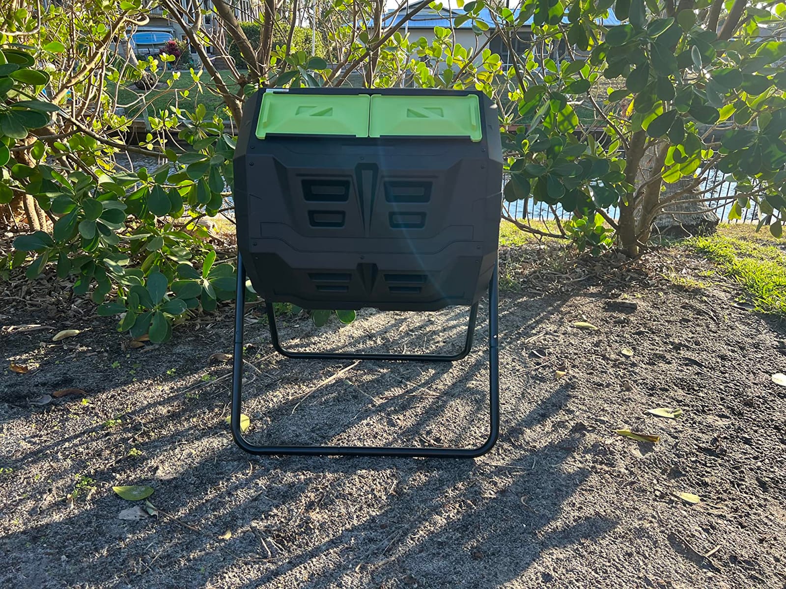 SQUEEZE master Large Compost Tumbler Bin - Outdoor Garden Rotating with Thermometer -Automatic Temperature Measurement-Sturdy Steel Frame - 43Gallon (2-21.5Gal)- Green Door customer photo 1