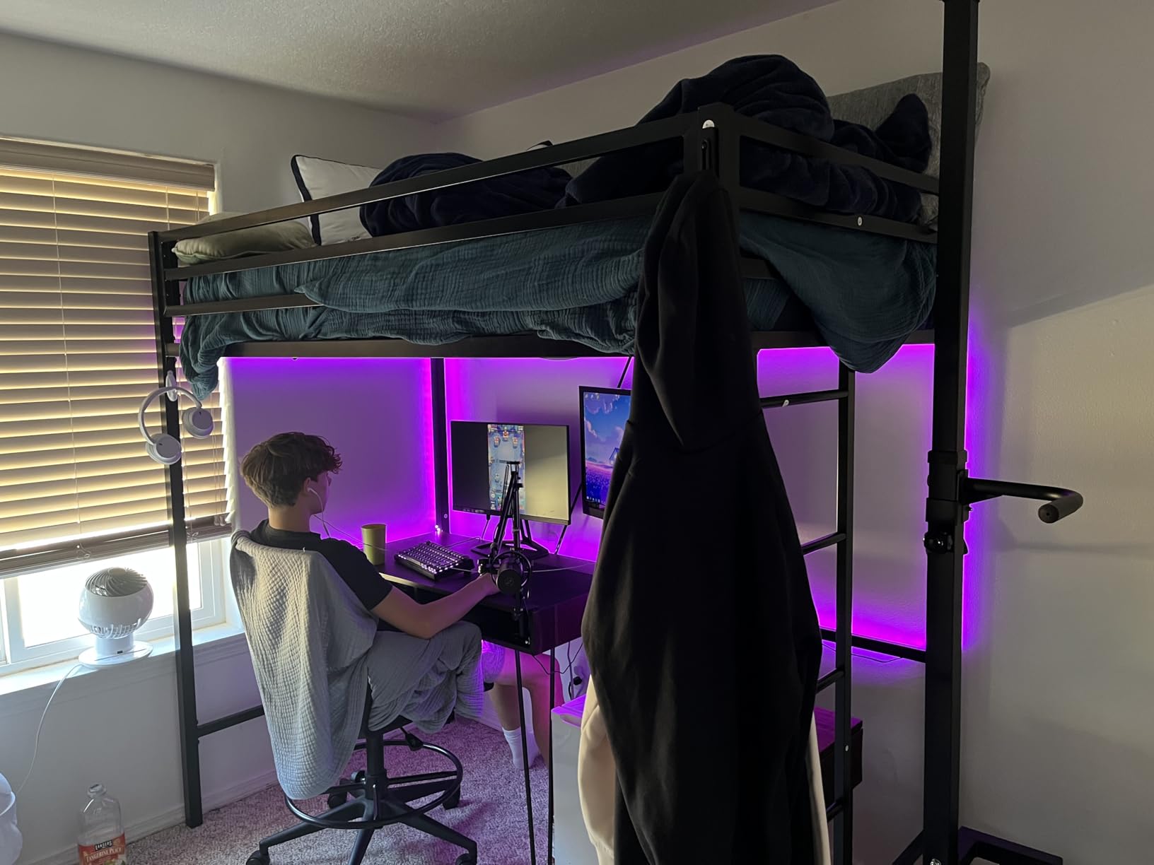 Allewie Metal Loft Bed Twin Size with Guardrail and Ladder, Black | Small Space Saving Design for Bedroom Kid Room and Dorm, No Box Spring Needed customer photo 1