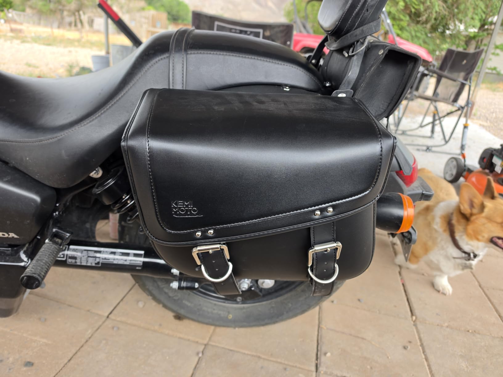 KEMIMOTO Motorcycle Saddlebags 30L Large Capacity Universal Saddle Bags | PU Leather Motorcycle Luggage Bag Fits for Sportster Softail Dyna V-star Shadow Accessories, Black customer photo 1
