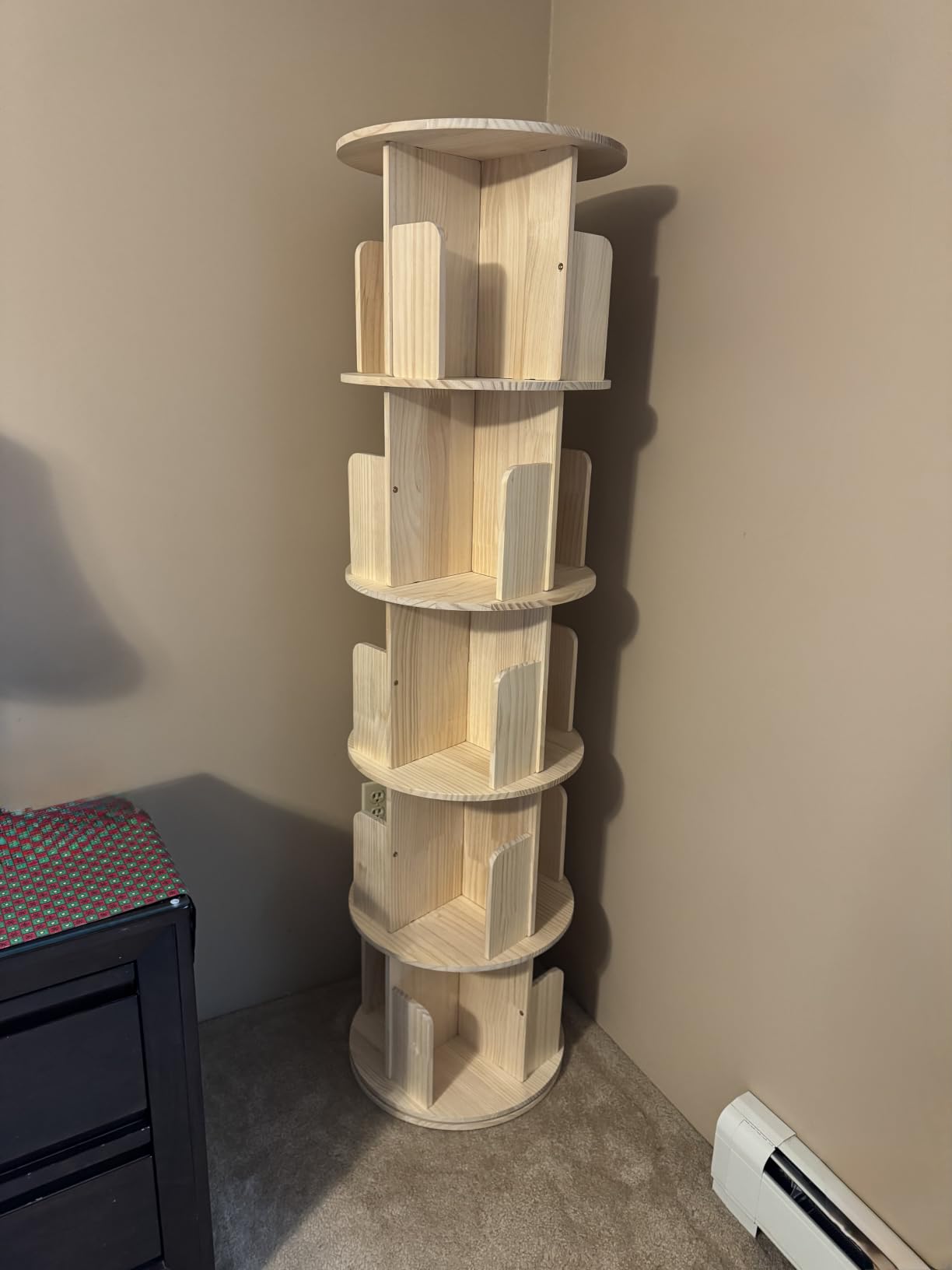 Heehee Rotating Wooden Bookshelf 360 Display 4 Tier Floor Standing Bookcase Storage Rack for Kids&Adults Solid Wood Bookshelf Organizer customer photo 1