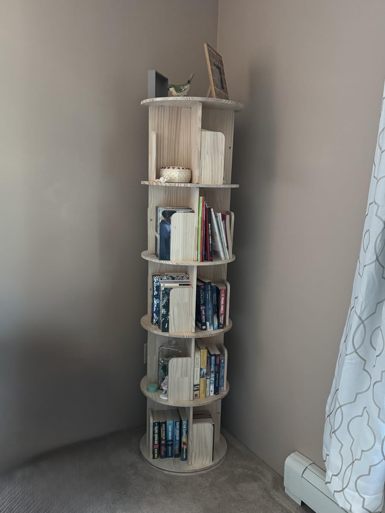 Heehee Rotating Wooden Bookshelf 360 Display 4 Tier Floor Standing Bookcase Storage Rack for Kids&Adults Solid Wood Bookshelf Organizer customer photo 2