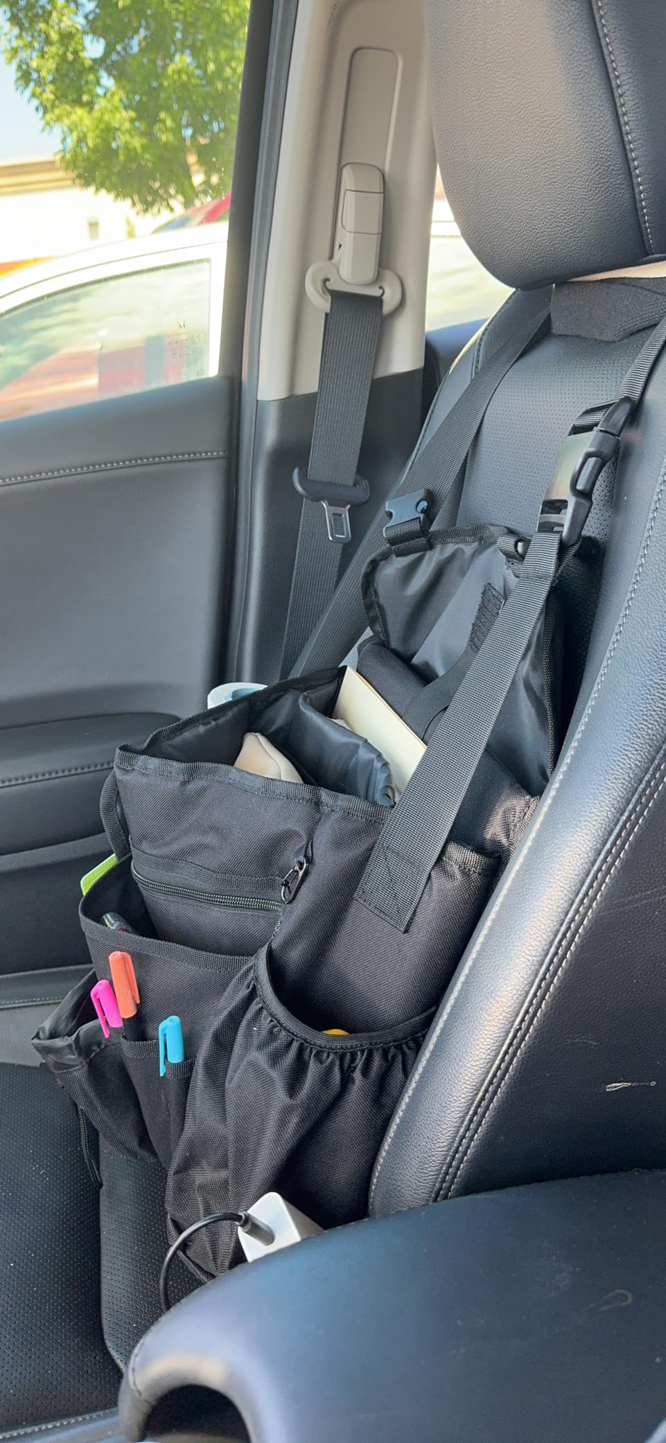 HONJIN Car Front Seat Organizer: Large Capacity Truck Vehicle Passenger Seat Organization and Storage Car Mobile Office Cab Commander Work Van Organizer Law Enforcement Police Patrol Bag - Black customer photo 2