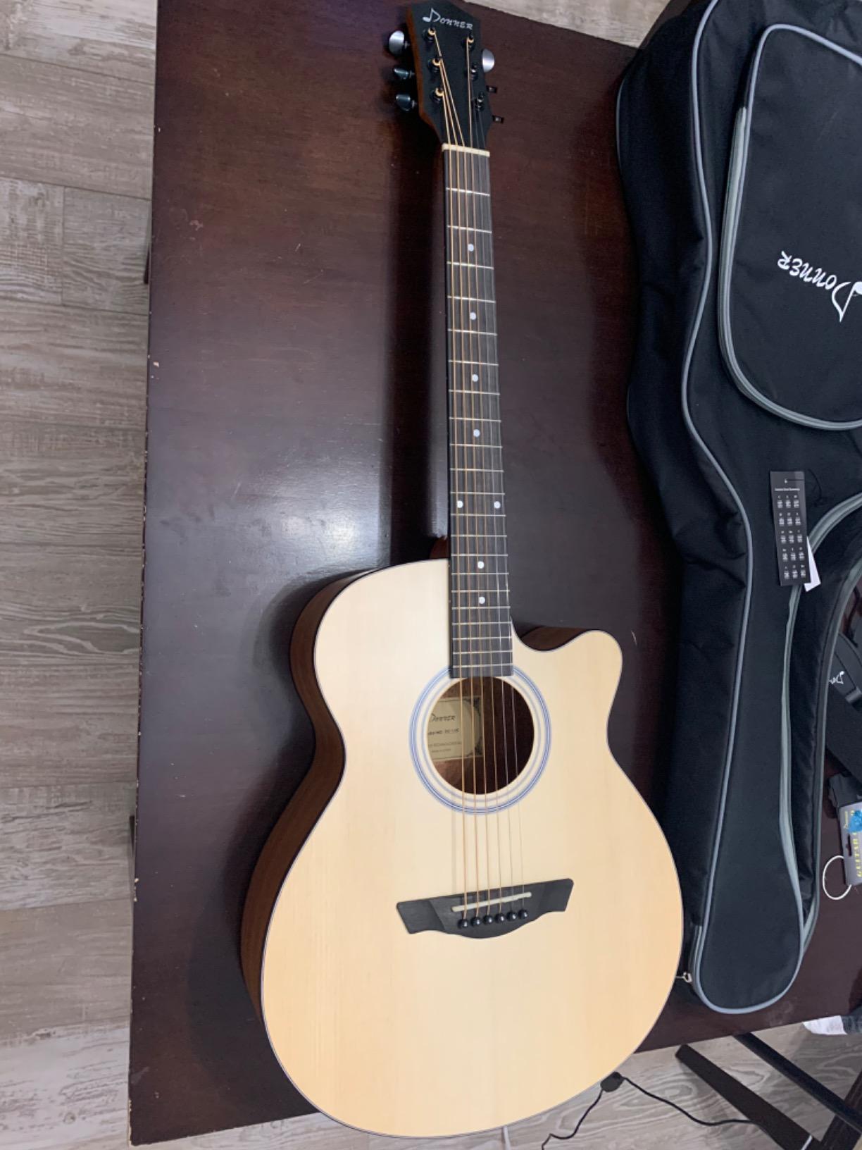 Donner 3/4 Acoustic Guitar Kit 36 Inch Dreadnought Acustica Guitarra Bundle for Beginner Adult Youth Travel With Steel String Spruce Wood Gig Bag Tuner Pickguard Right Hand customer photo 2