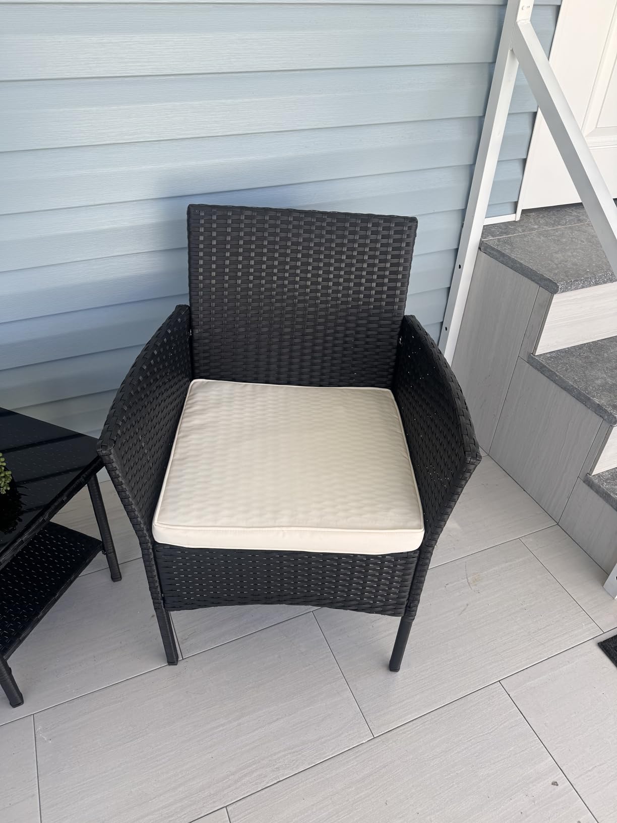 FDW 3-Piece Patio Furniture Set | Black & Beige | Outdoor Wicker Furniture | with Coffee Table | Modern Rattan Chairs Conversation Set | Outdoor Seating | Weather-Resistant | for Porch, Garden, Lawn customer photo 1