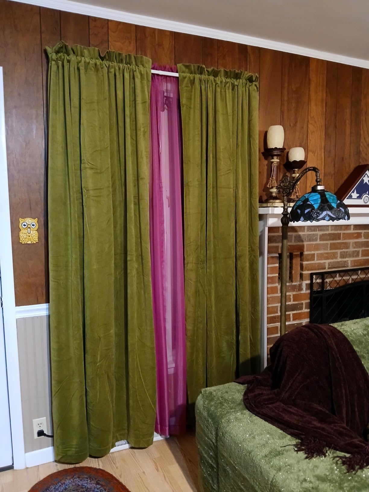 RYB HOME Green Velvet Blackout Curtains 84 inches for Bedroom Living Room | Thermal Insulated, Privacy, Sunlight UV Heat Blocking, Luxurious Decor, Dining Room Nursery, Rod Pocket, W52 x L84, 2 Panels customer photo 2